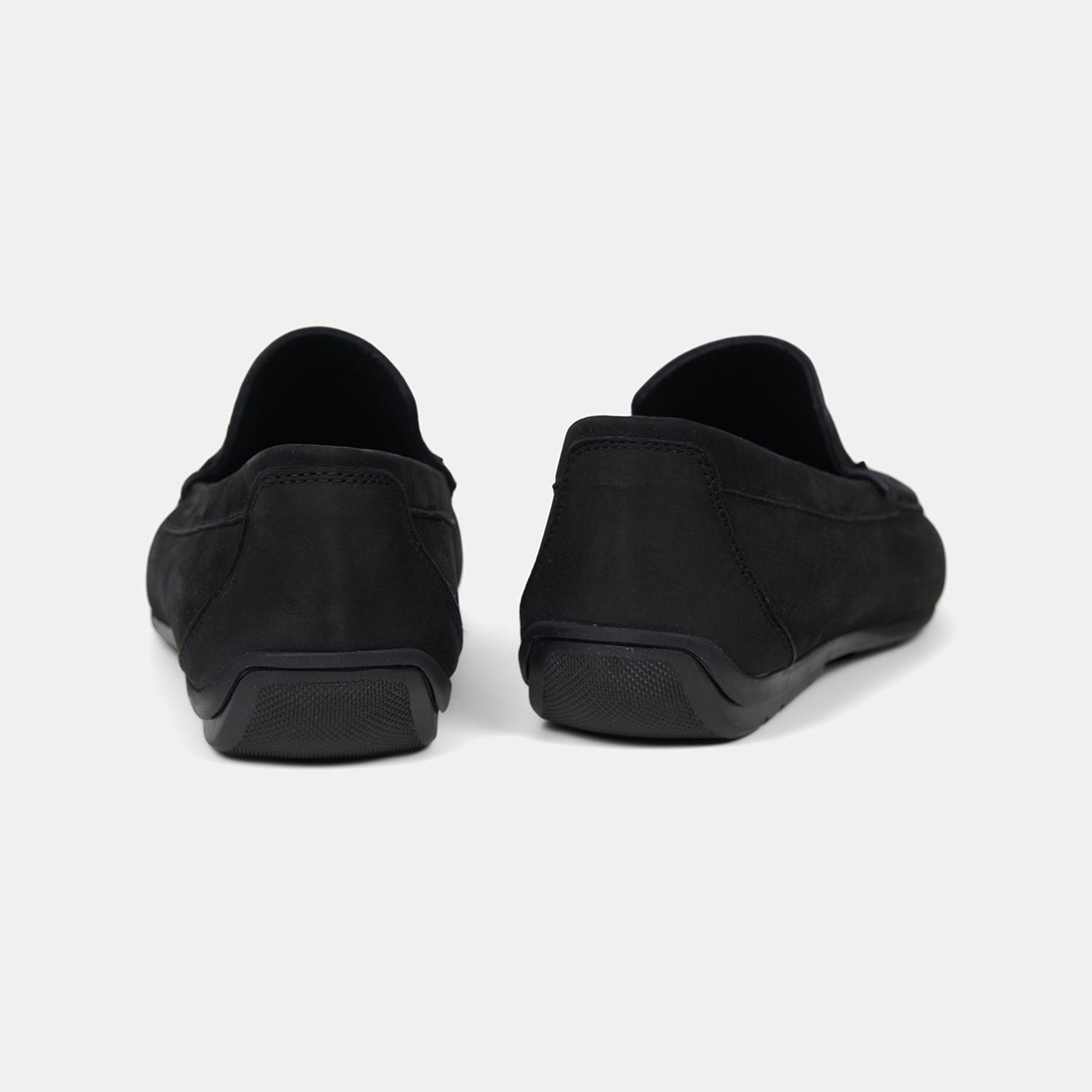 Erkek Siyah Metal Aksesuarlı Nubuk Deri Loafer