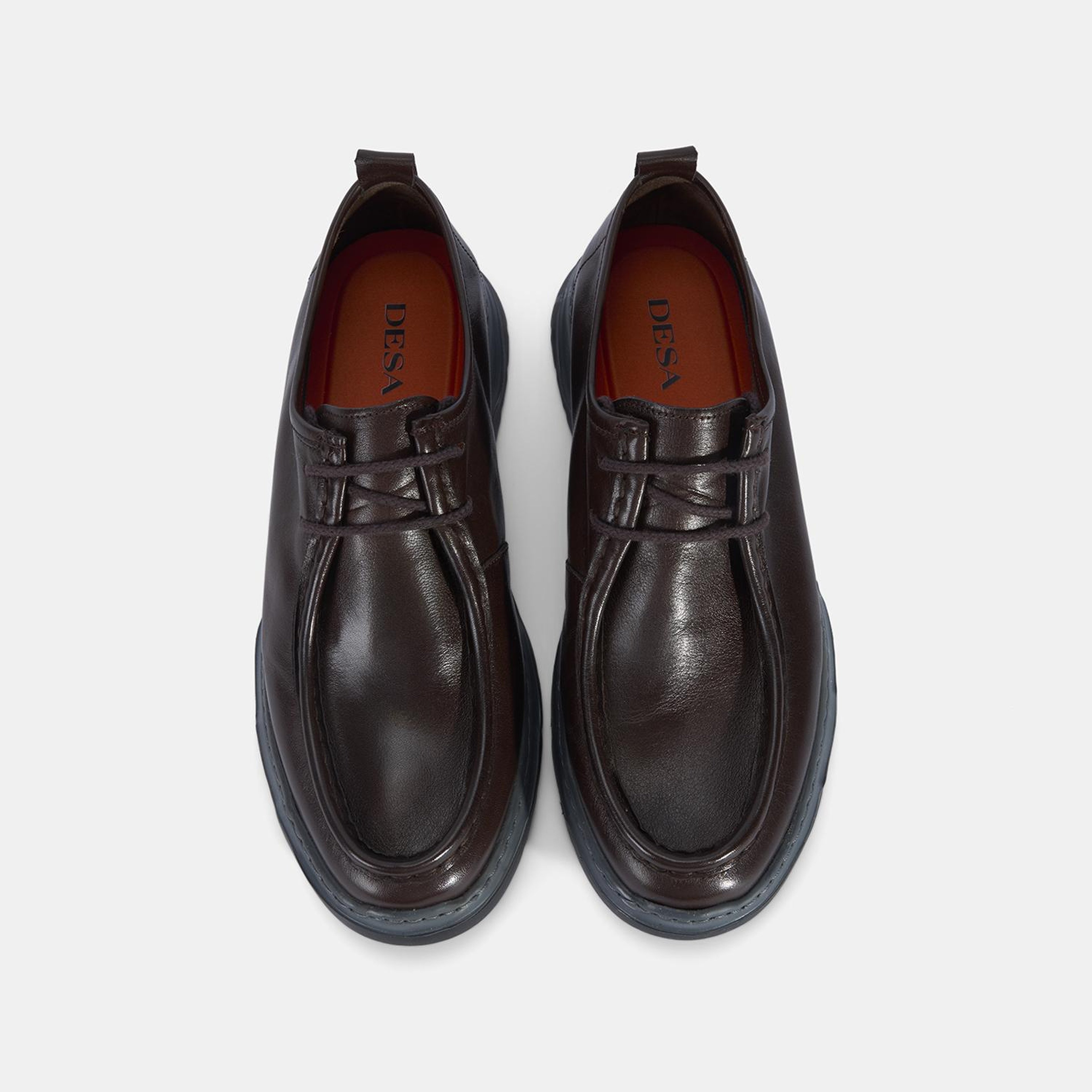 Erkek Kahve Bağcıklı Kalın Tabanlı Deri Günlük Ayakkabı