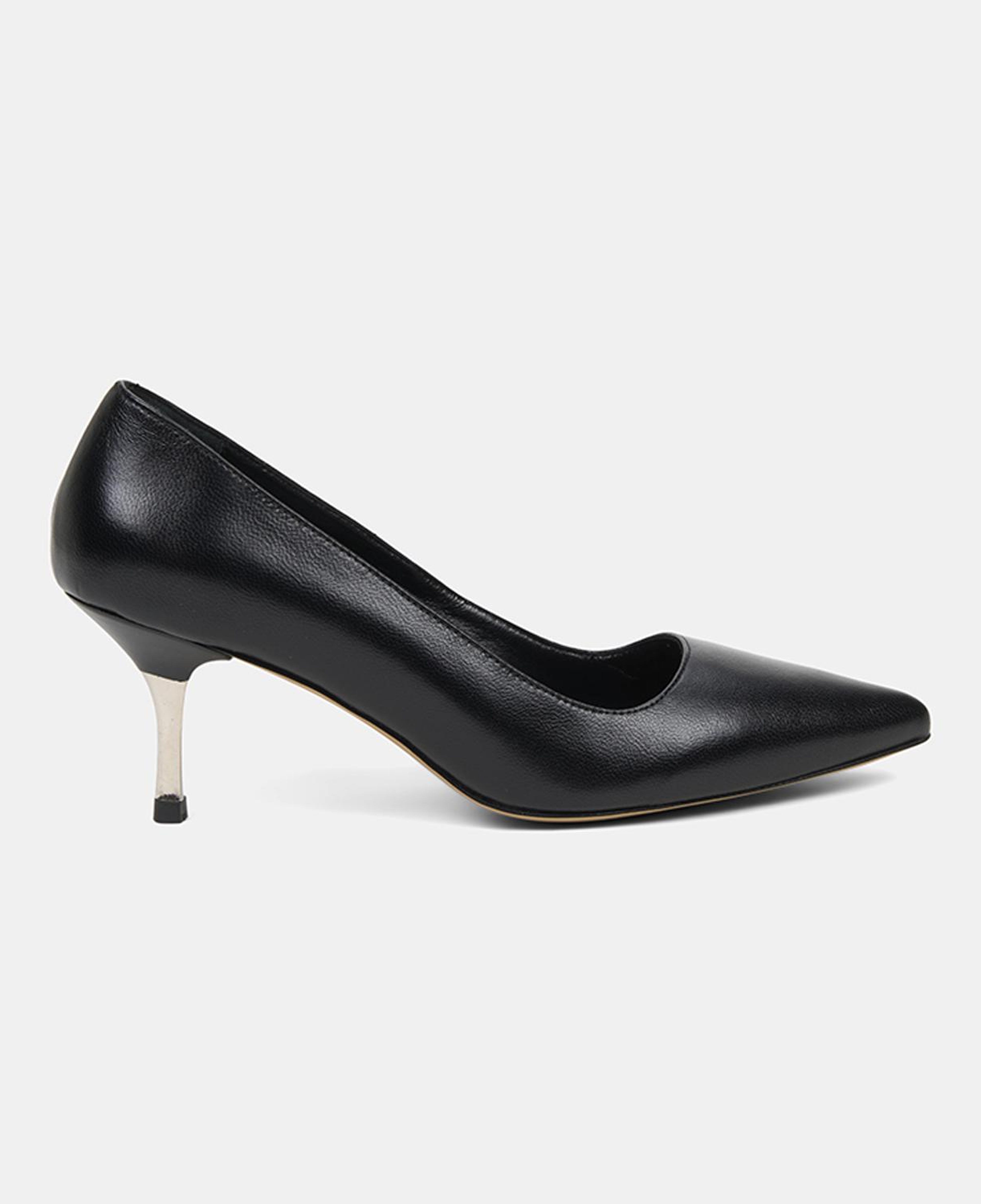 Kadın Siyah Sivri Burunlu Deri Stiletto