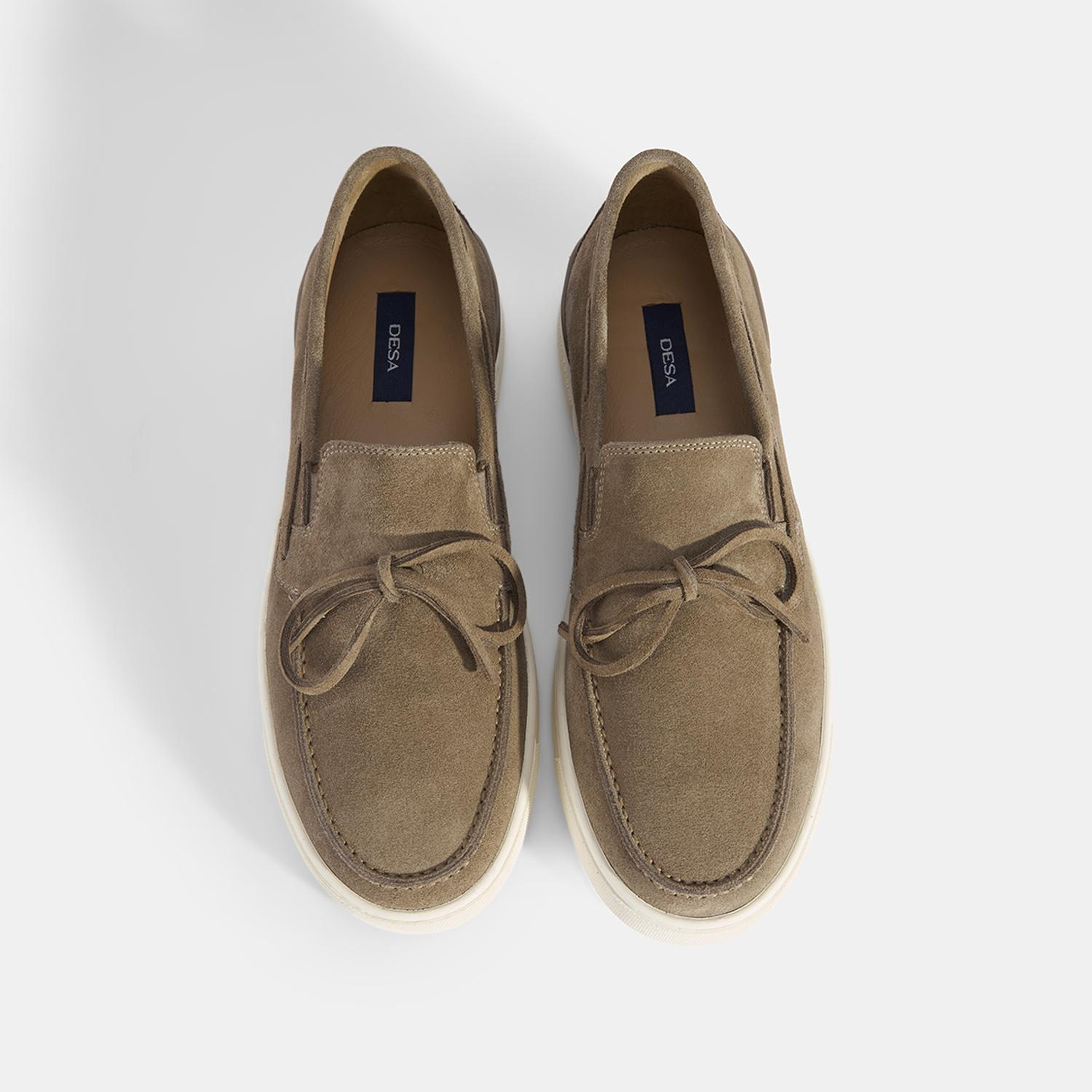 Erkek Bej Bağcık Detaylı Süet Deri Loafer