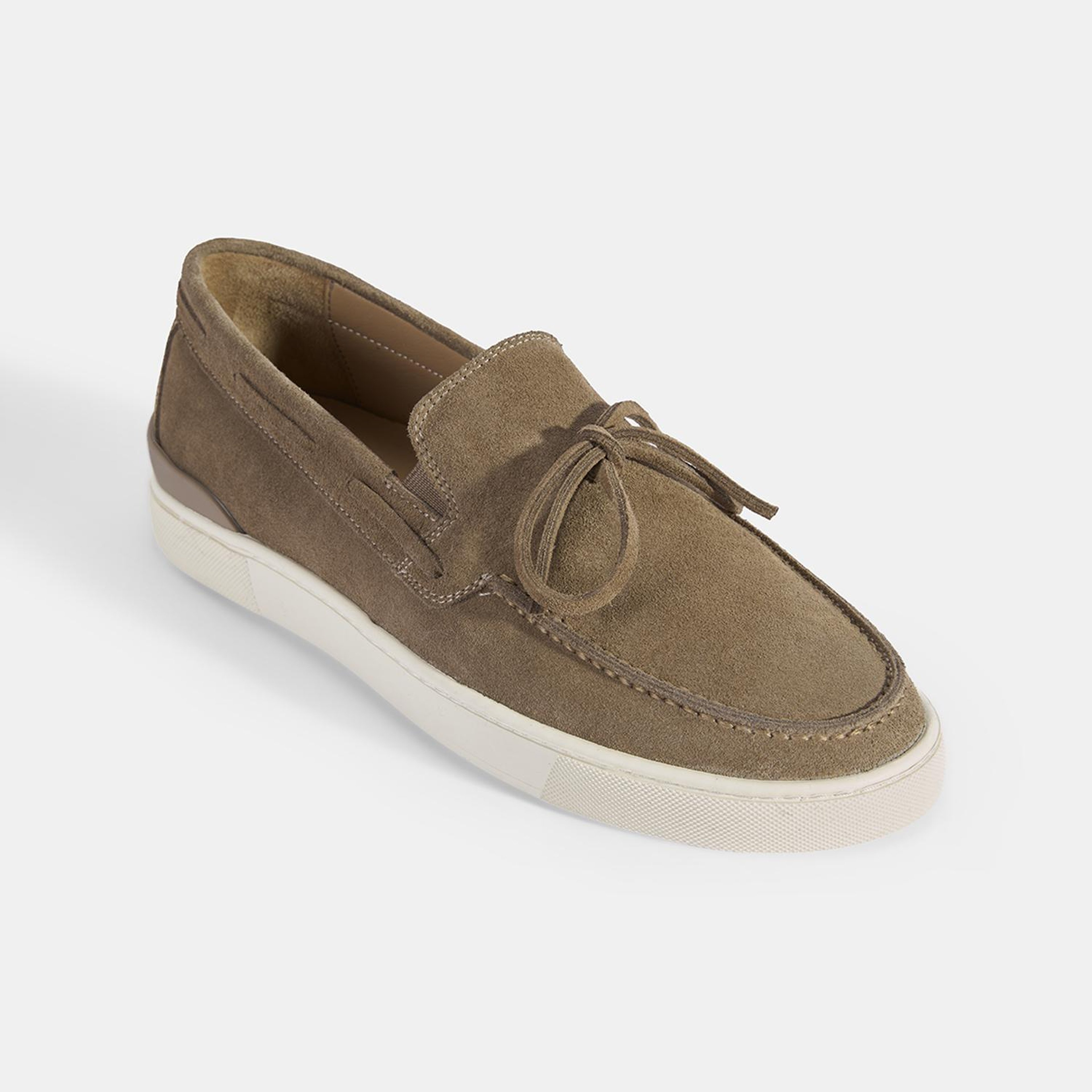 Erkek Bej Bağcık Detaylı Süet Deri Loafer