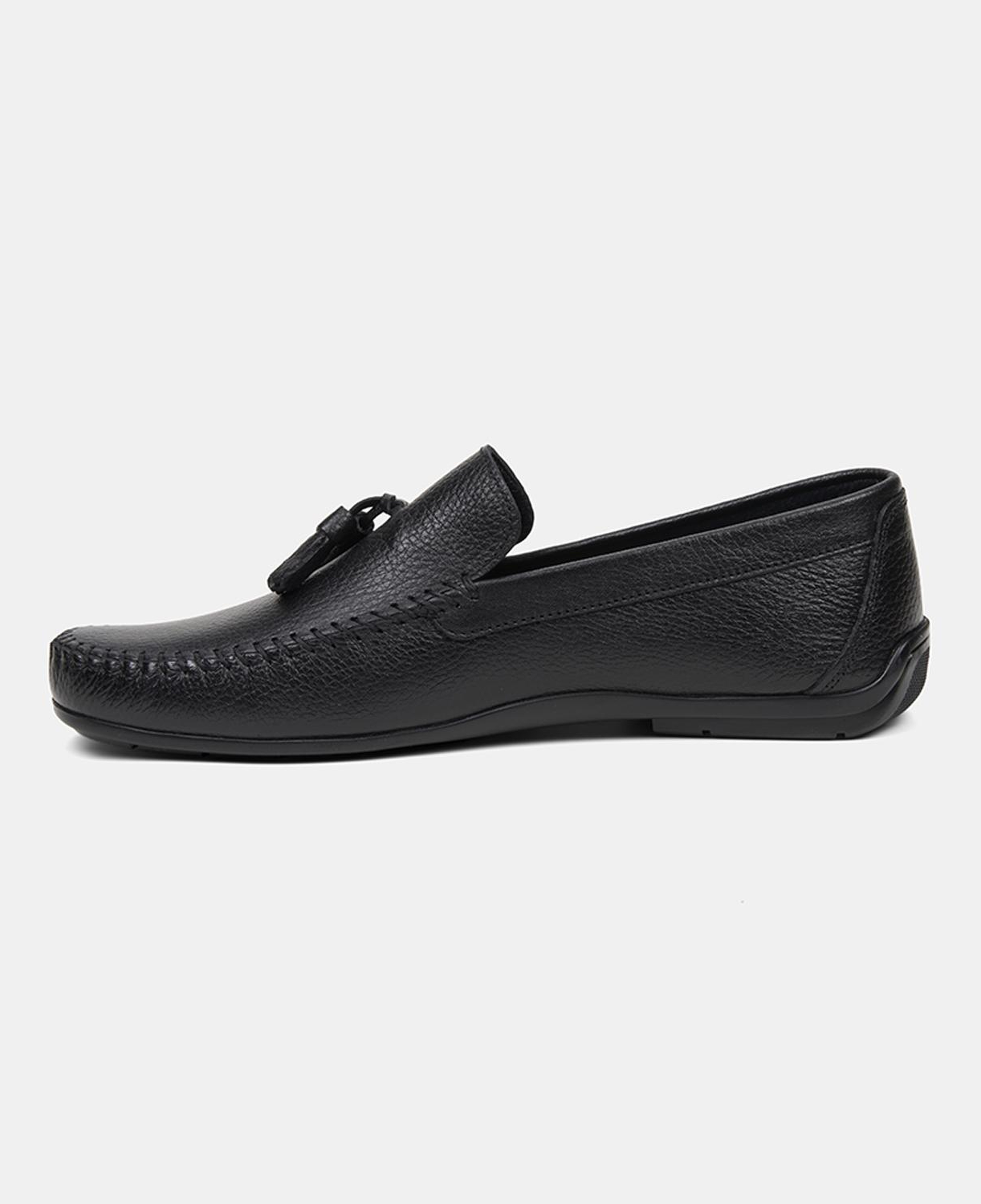 Erkek Siyah Püskül Detaylı Deri Loafer