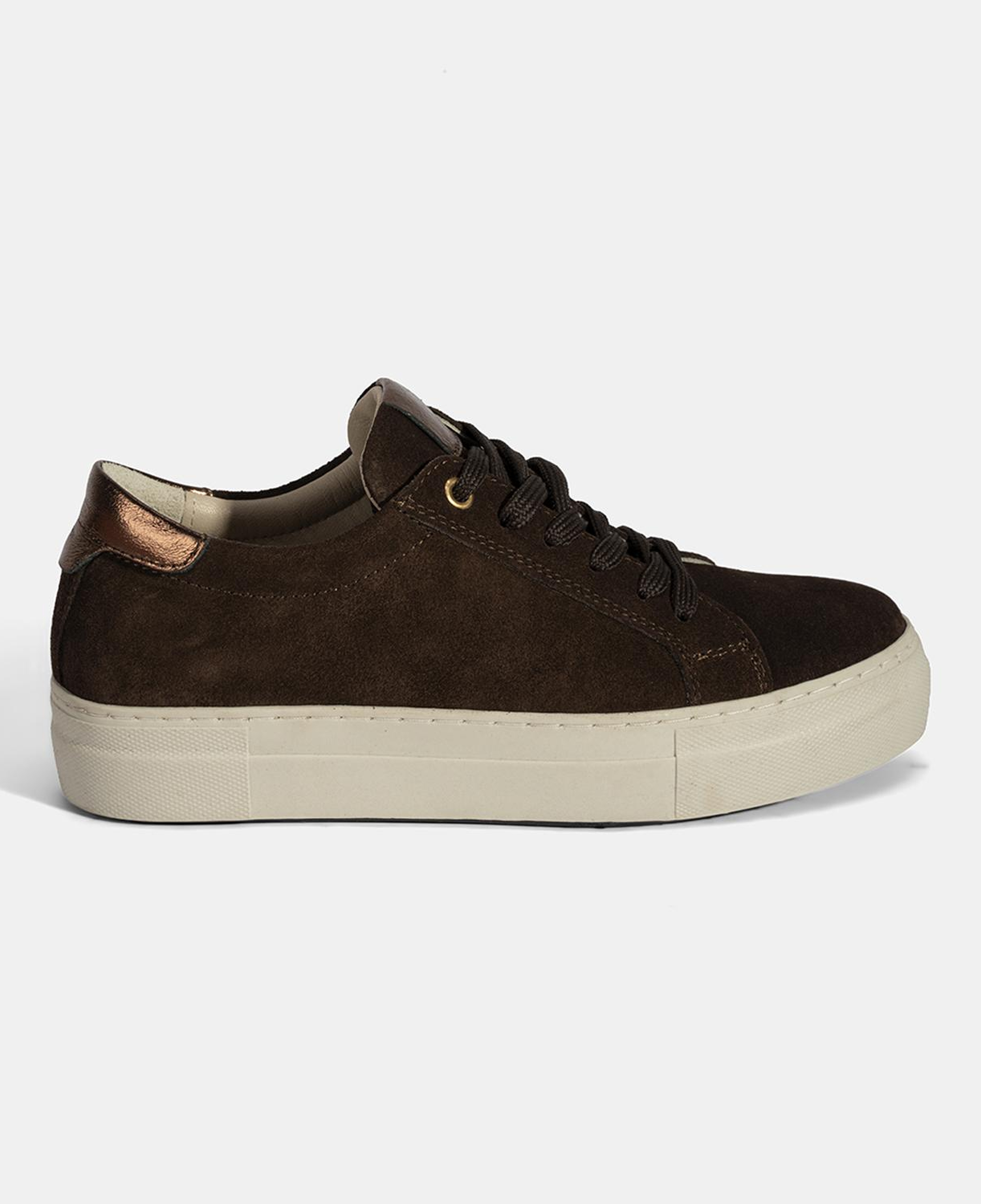 Kadın Kahve Bağcıklı Kalın Tabanlı Süet Deri Sneaker