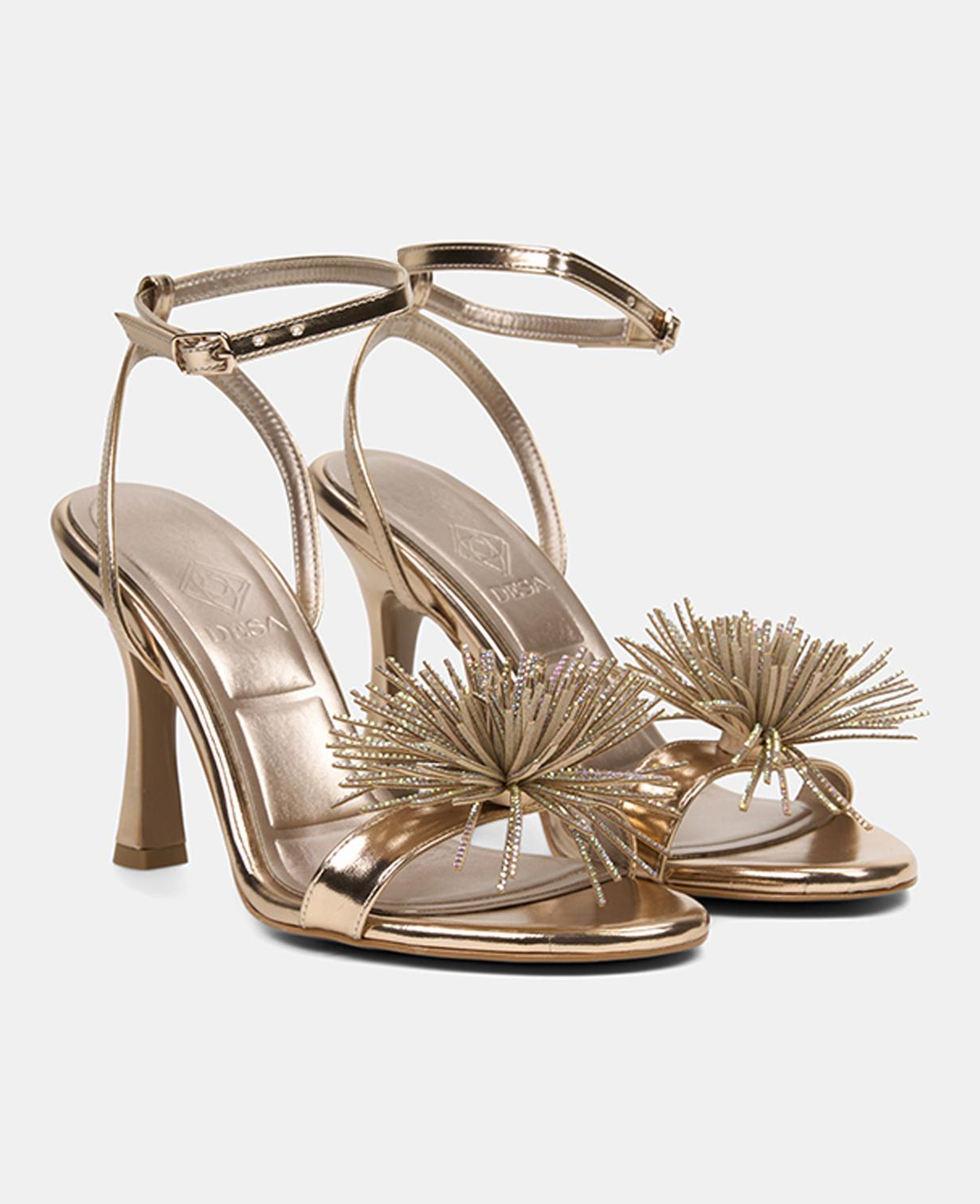 Kadın Rose Taşlı Ayarlanabilir Tokalı İnce Topuklu Abiye Sandalet