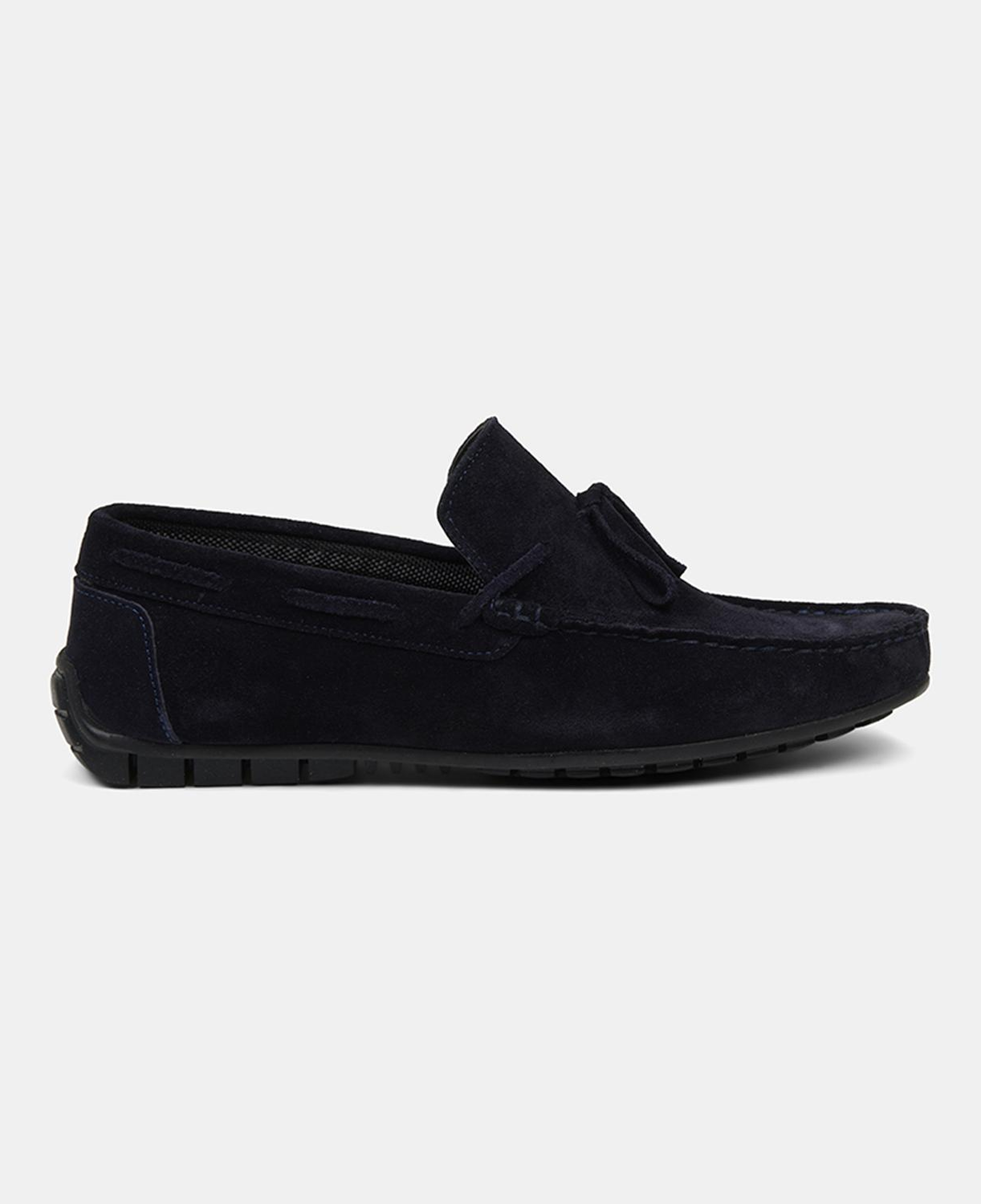 Erkek Lacivert Bağcık Detaylı Süet Loafer