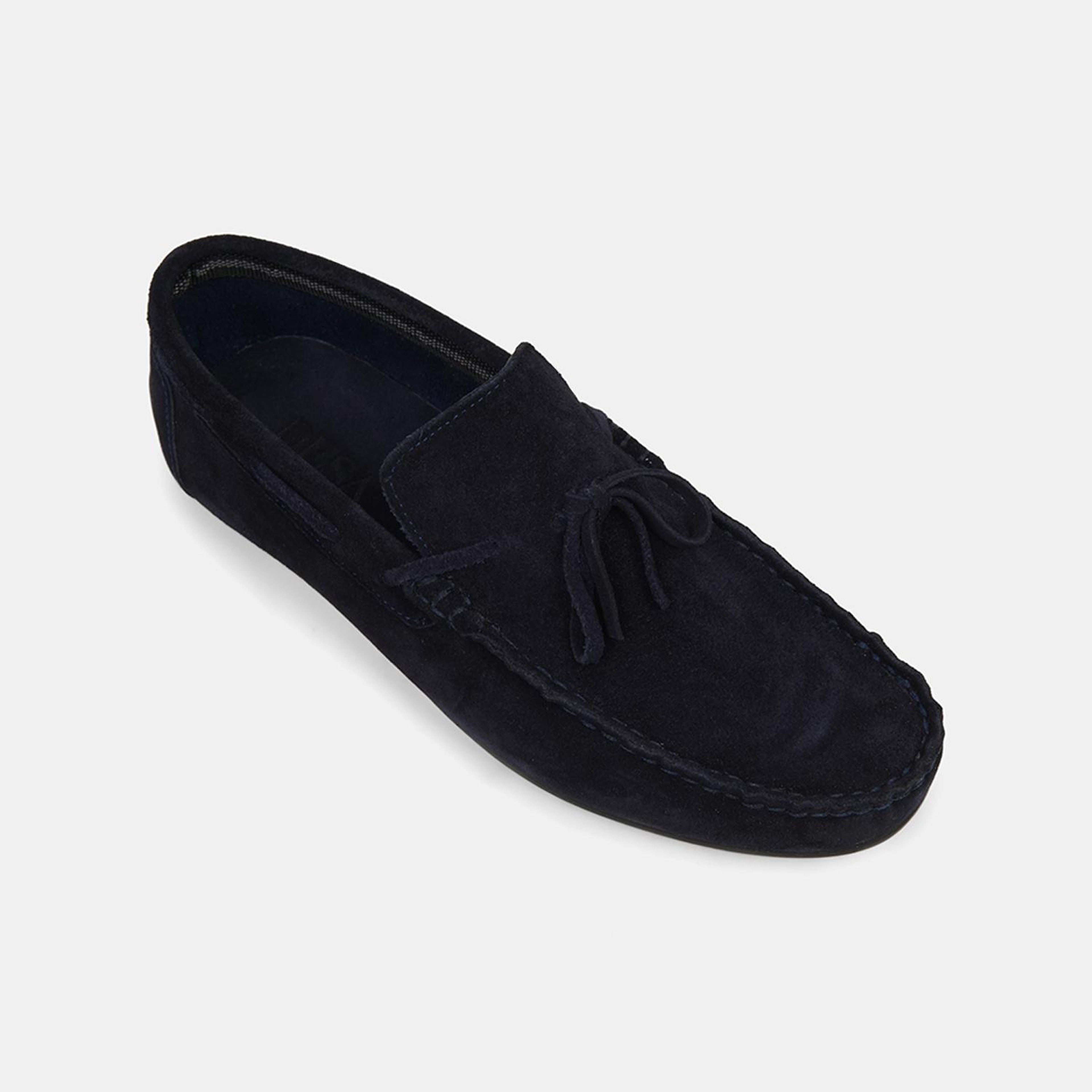 Erkek Lacivert Bağcık Detaylı Süet Loafer