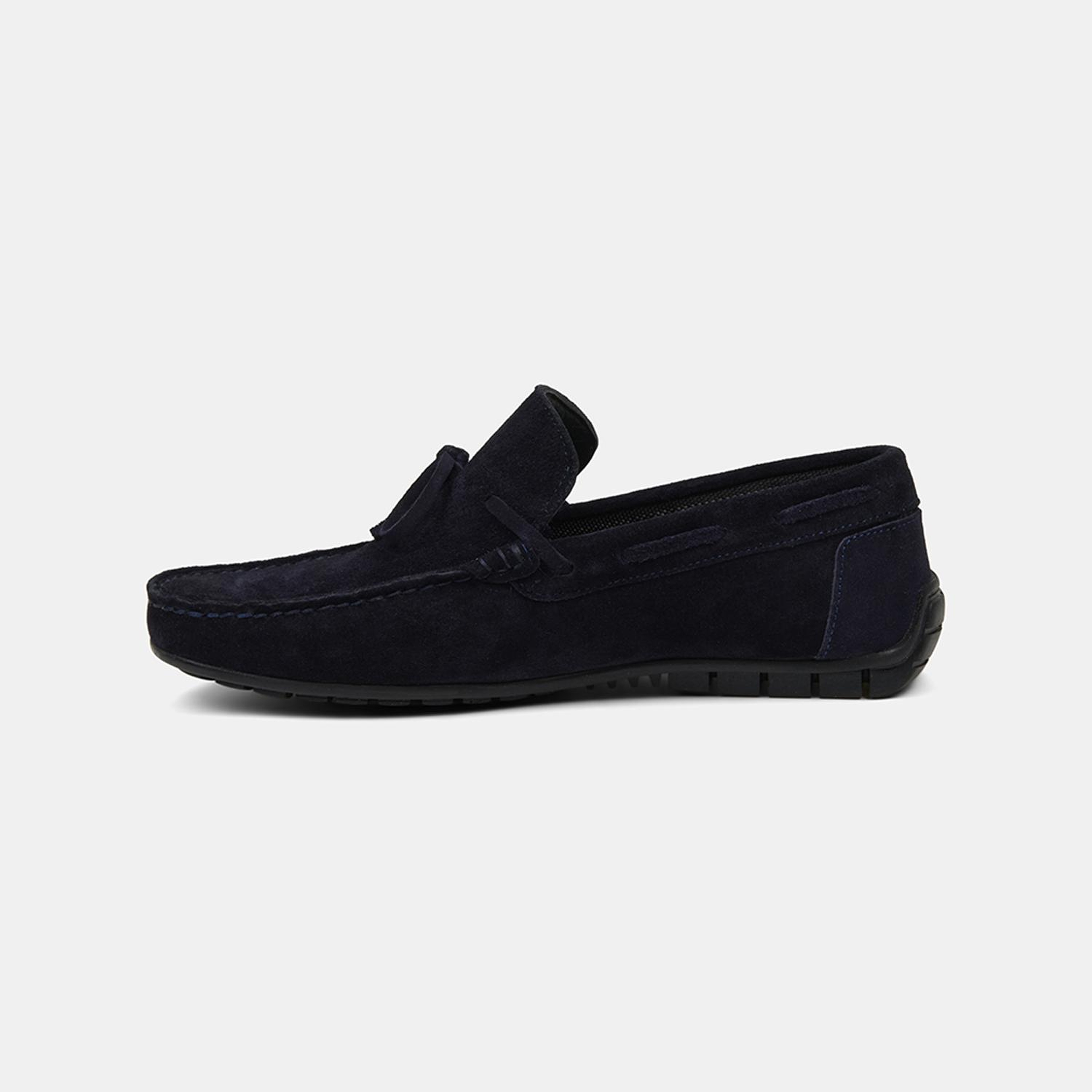 Erkek Lacivert Bağcık Detaylı Süet Loafer
