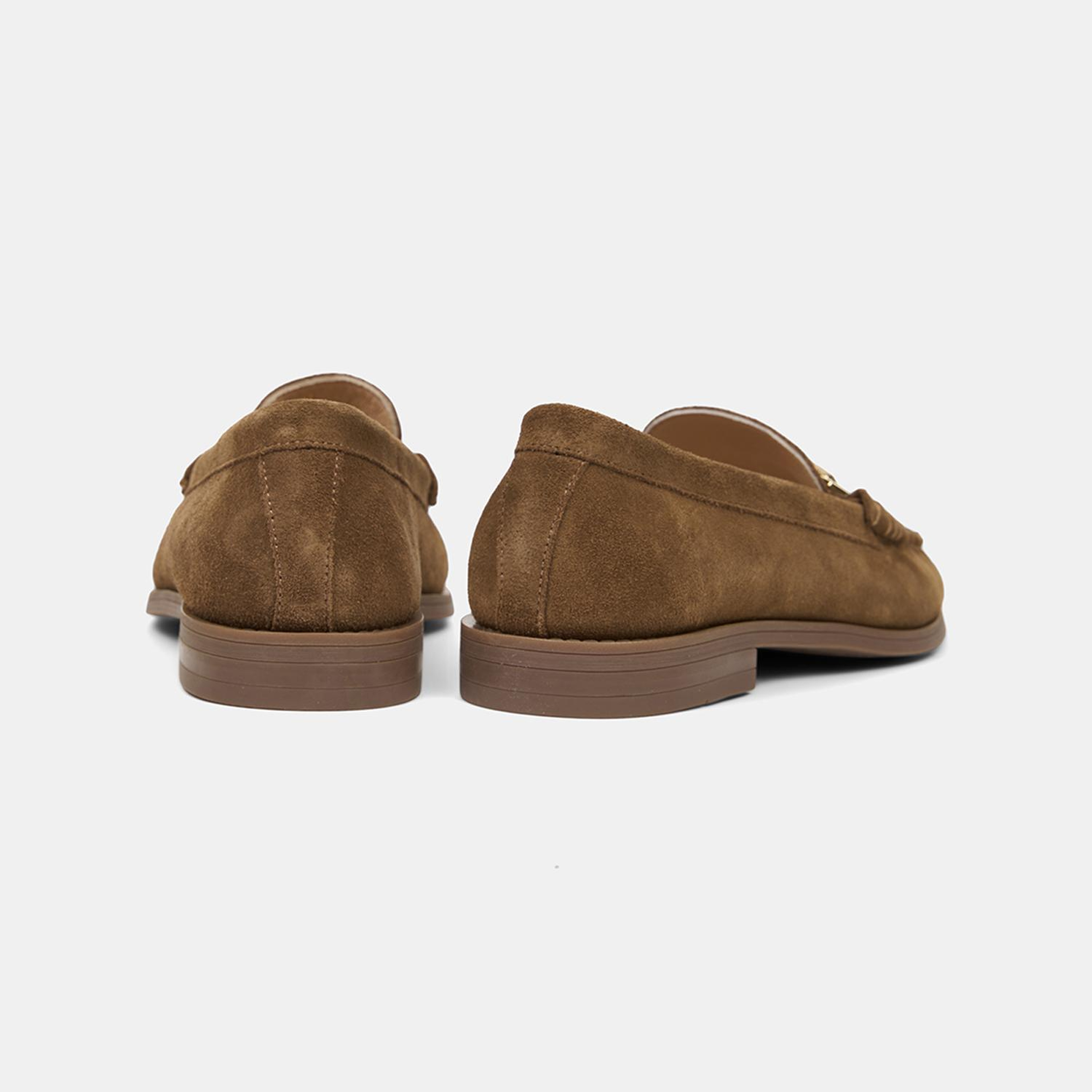 Kadın Taba Metal Aksesuarlı Süet Loafer