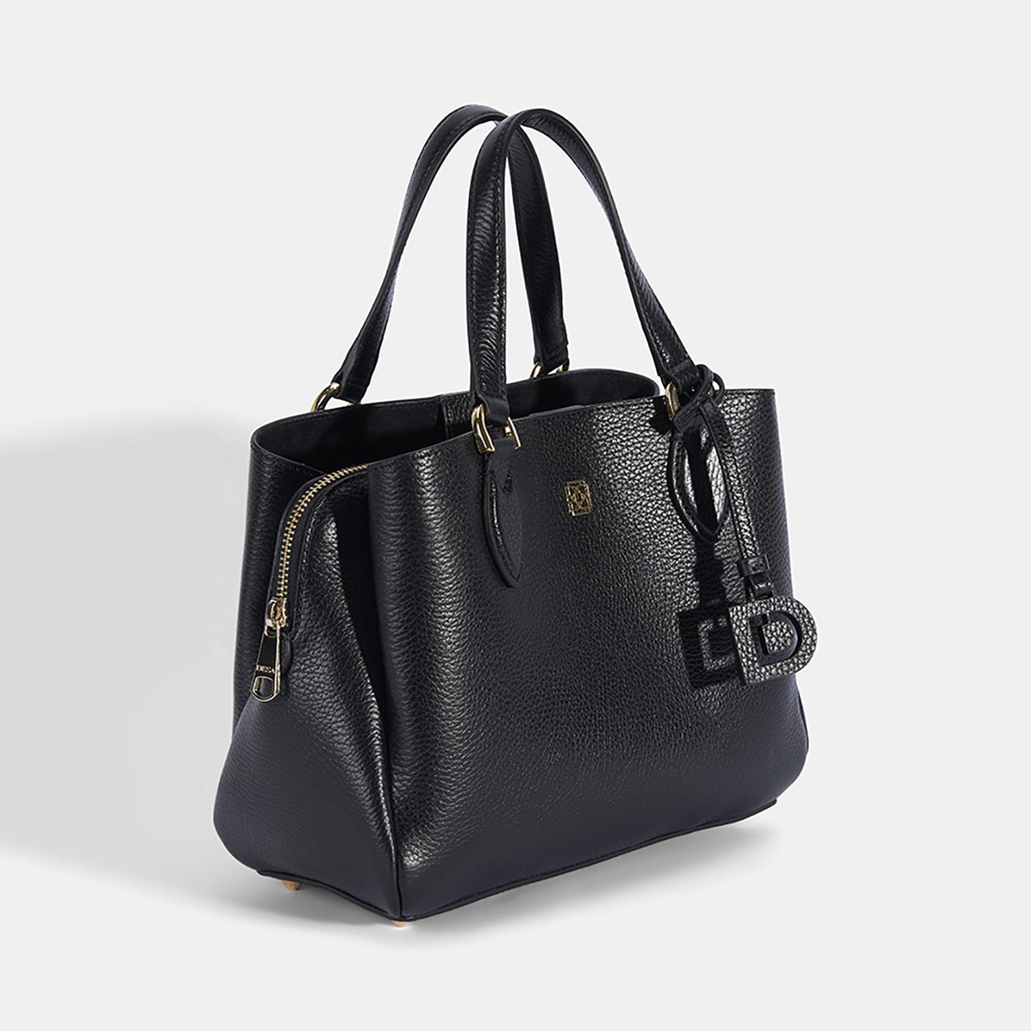 Kadın Siyah D Logolu Deri El Çantası