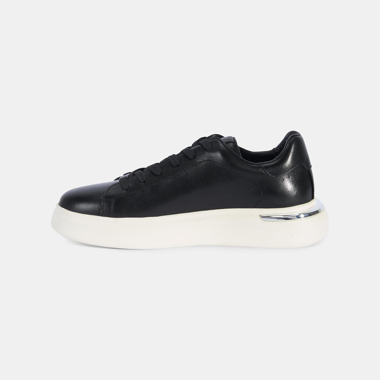Erkek Siyah DesaComfort Kalın Tabanlı Deri Sneaker