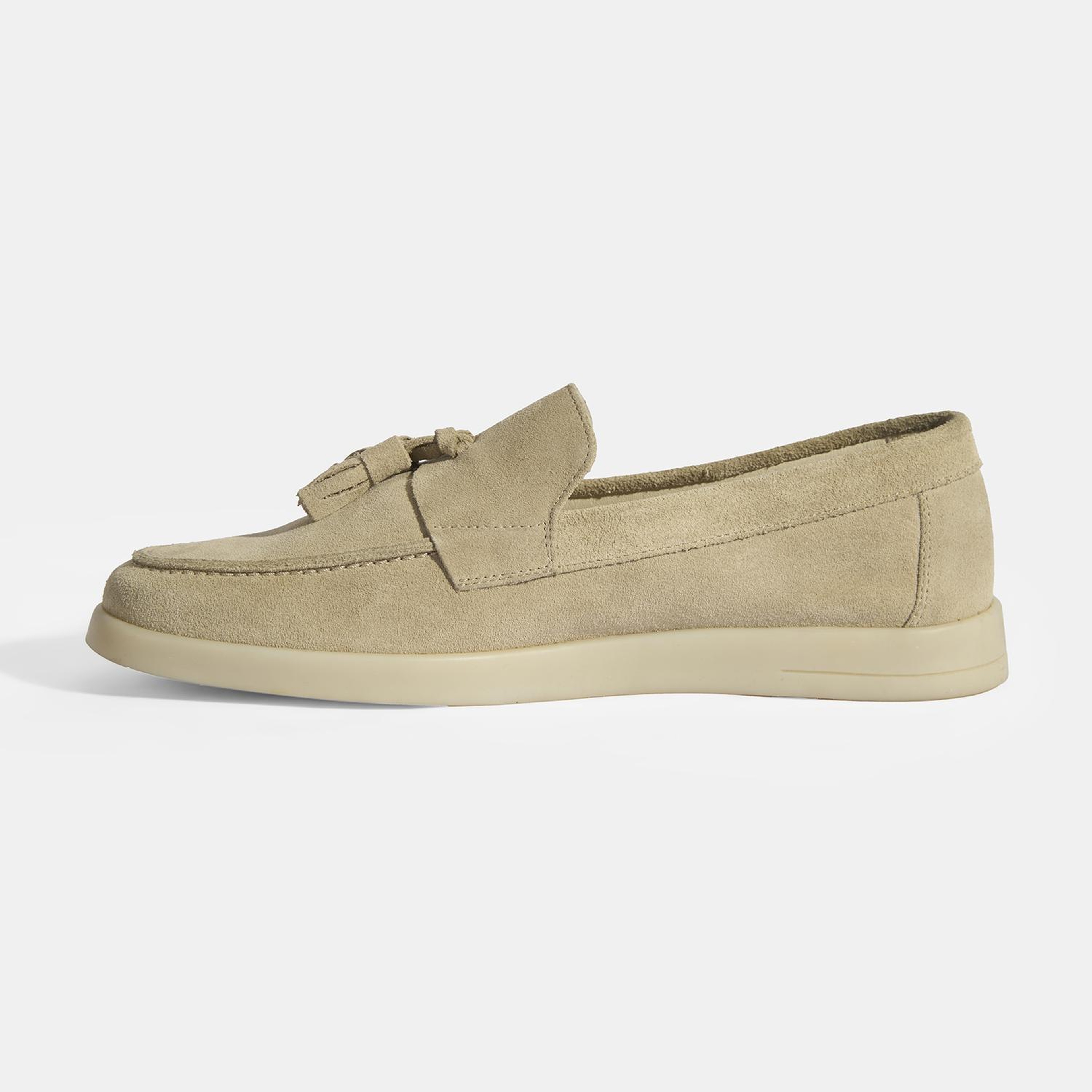 Bej Erkek Süet Püsküllü Loafer