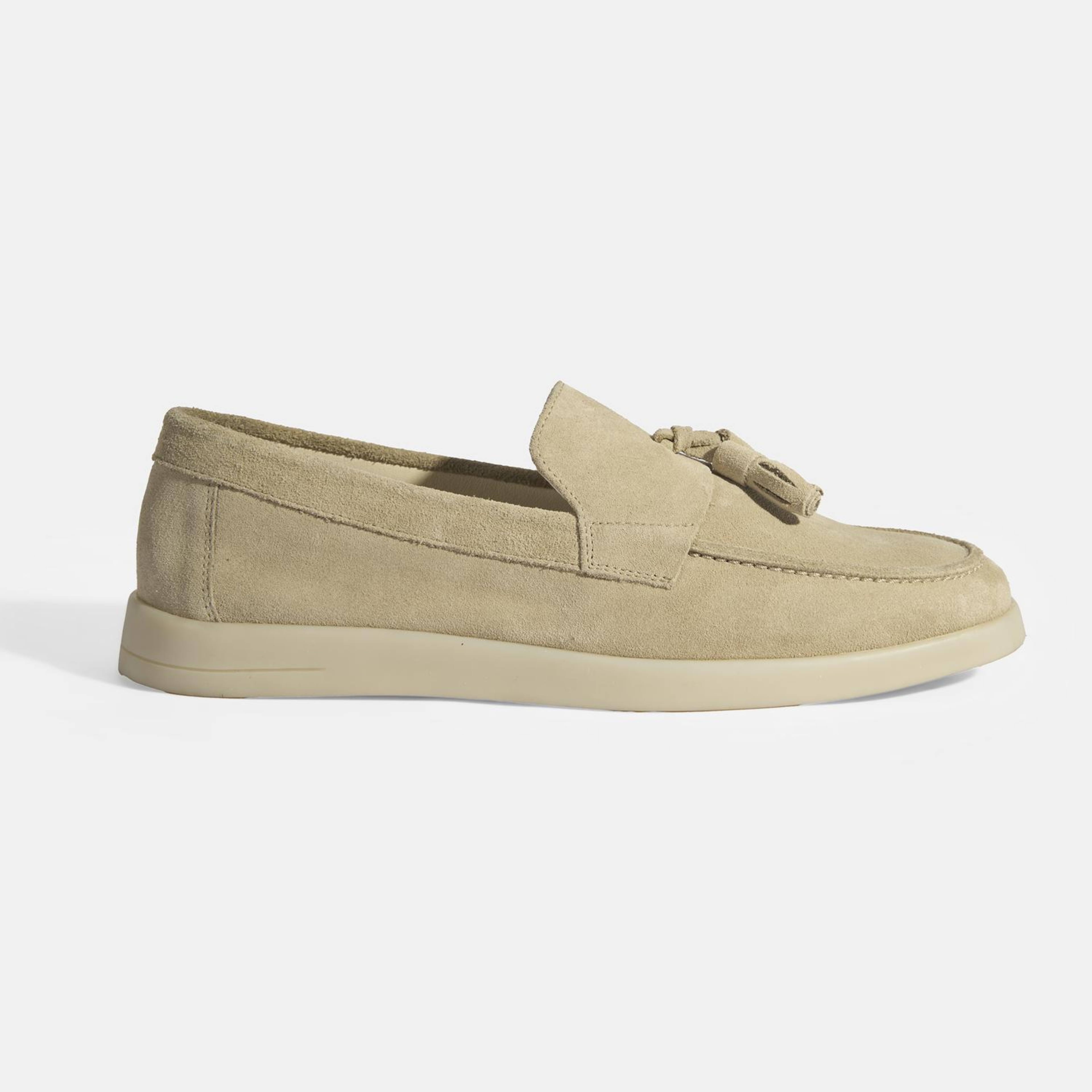 Bej Erkek Süet Püsküllü Loafer