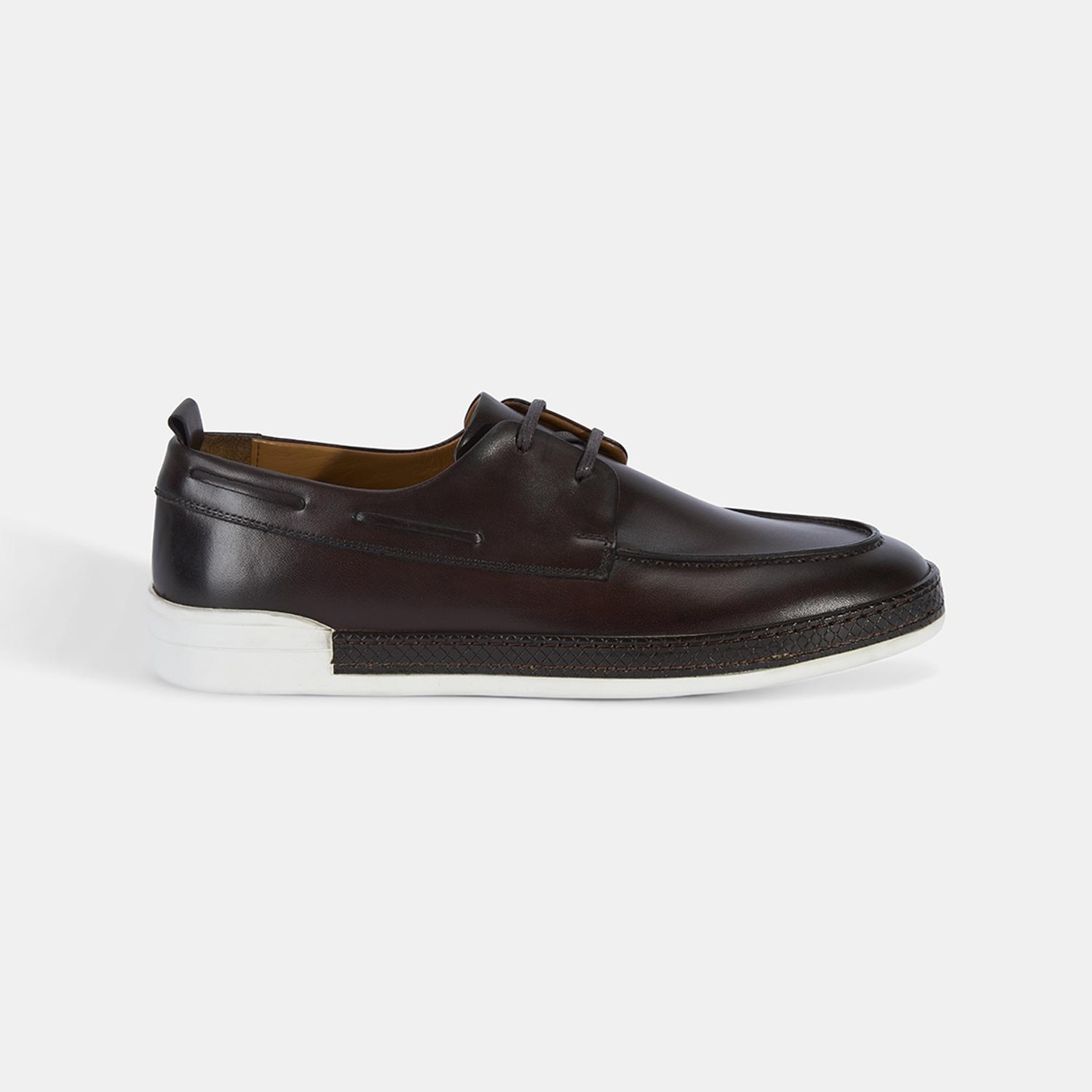 Erkek Kahve Bağcıklı Deri Günlük Ayakkabı