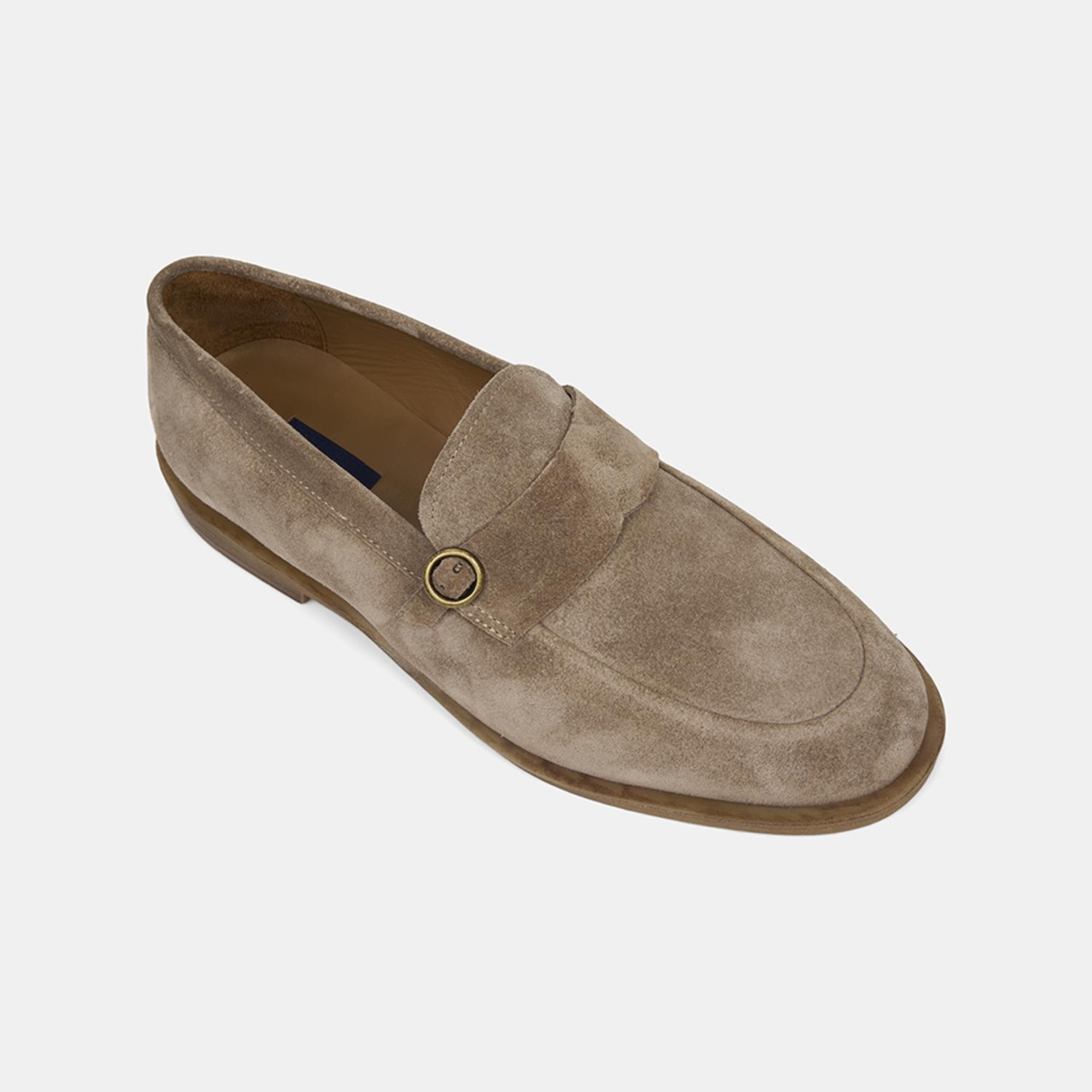 Erkek Vizon Metal Detaylı Süet Loafer