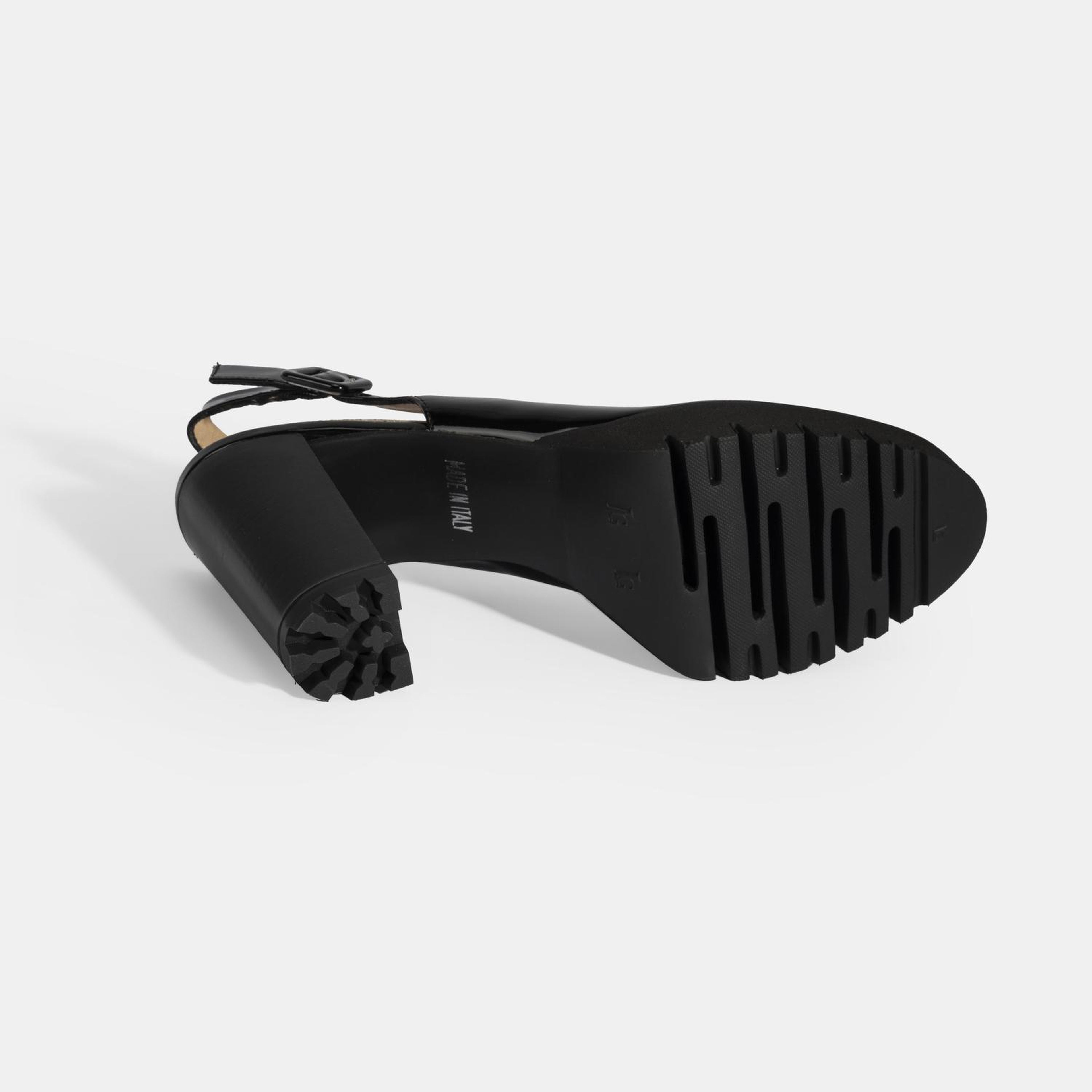 Luca Grossi Kadın Siyah Slingback Platform Topuklu Rugan Ayakkabı