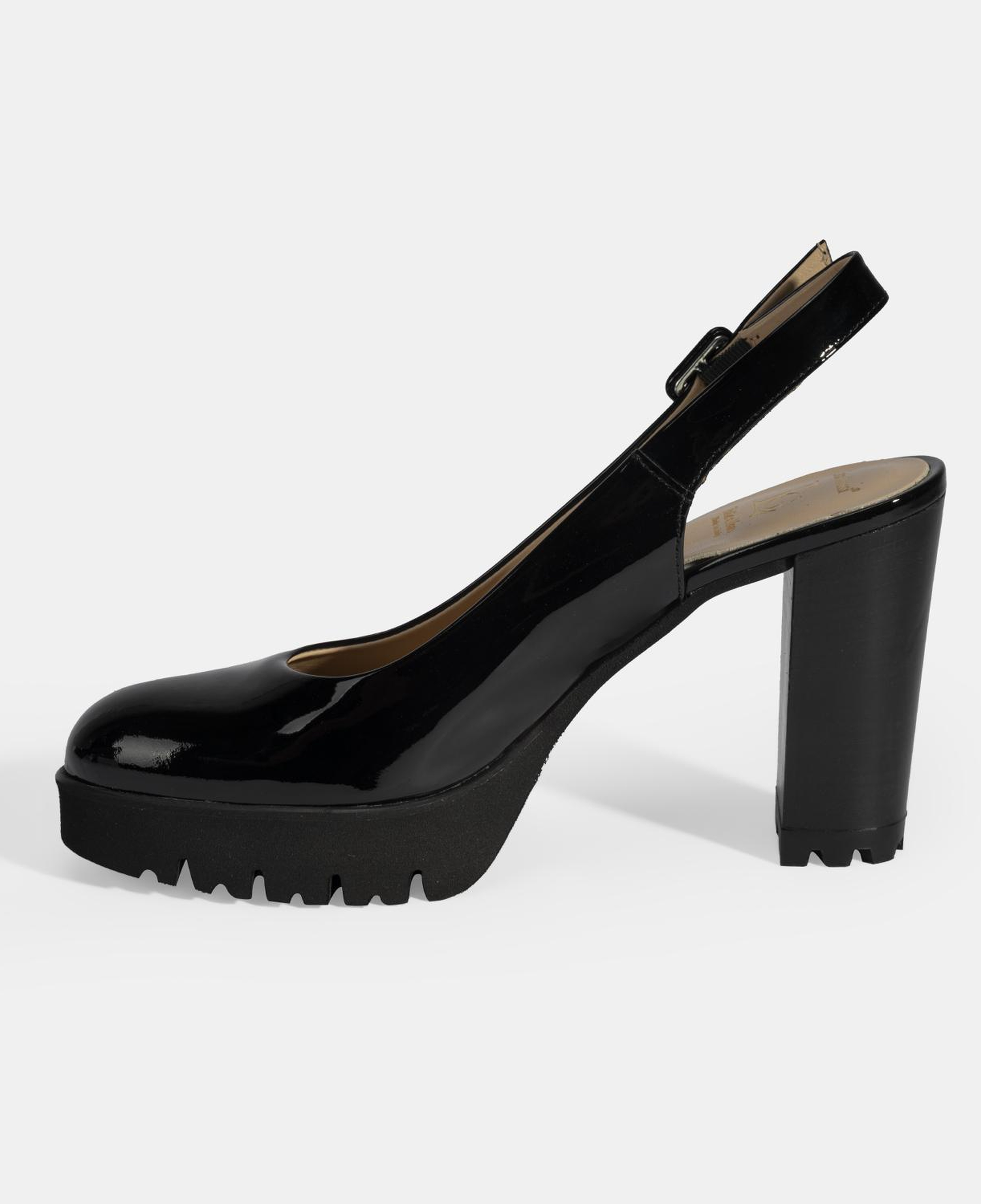 Luca Grossi Kadın Siyah Slingback Platform Topuklu Rugan Ayakkabı