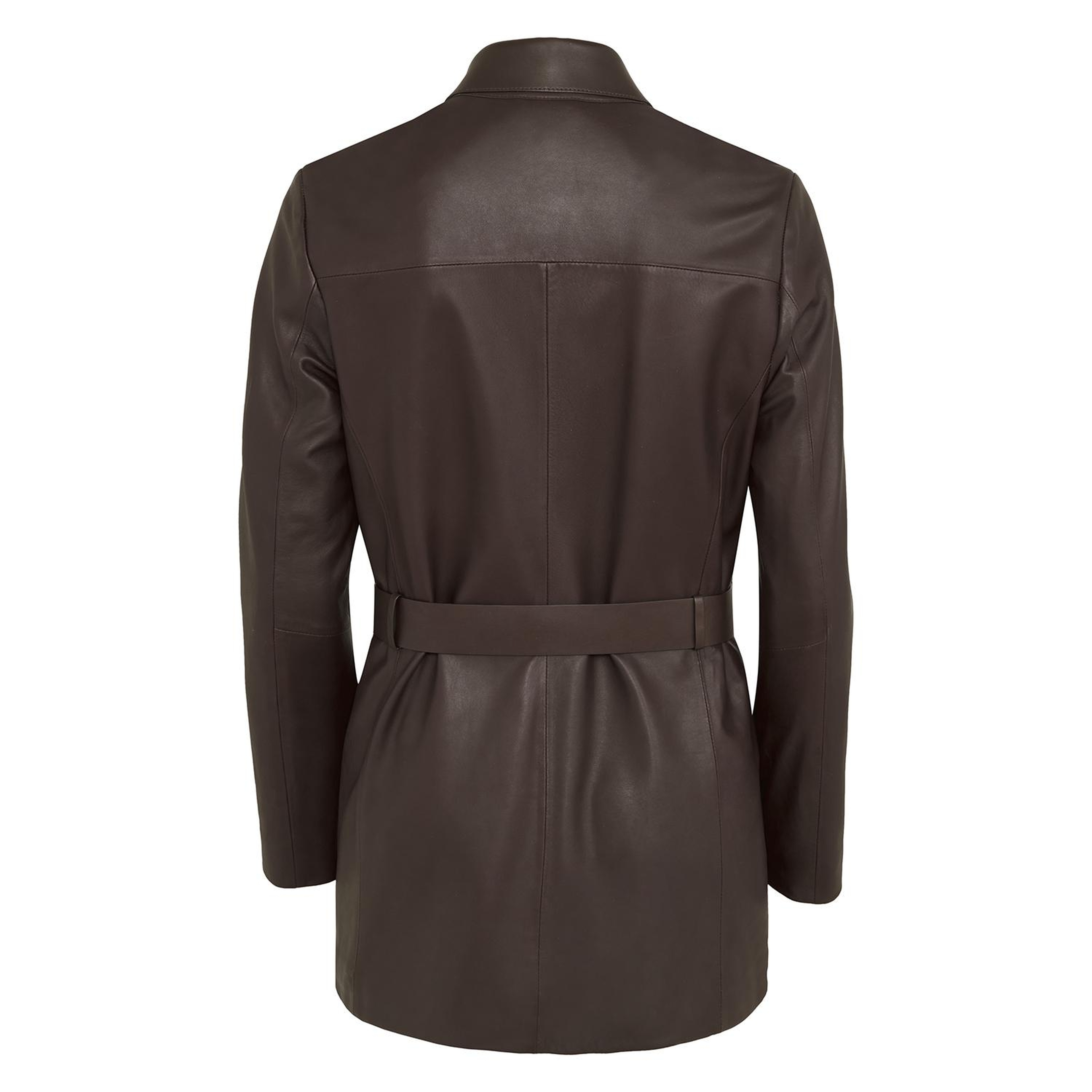 Kelly Kahve Kadın Deri Trençkot