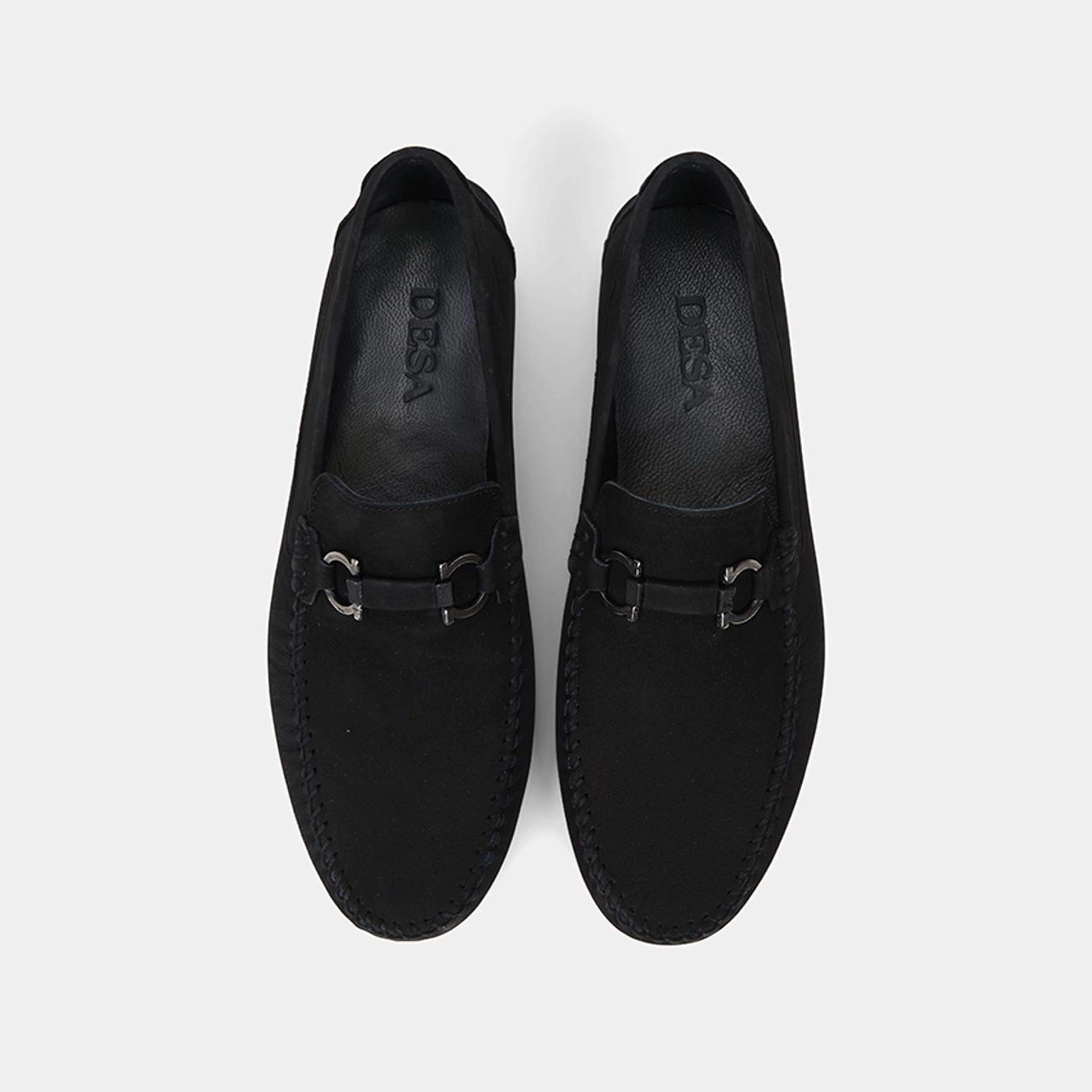 Erkek Siyah Metal Toka Detaylı Süet Loafer