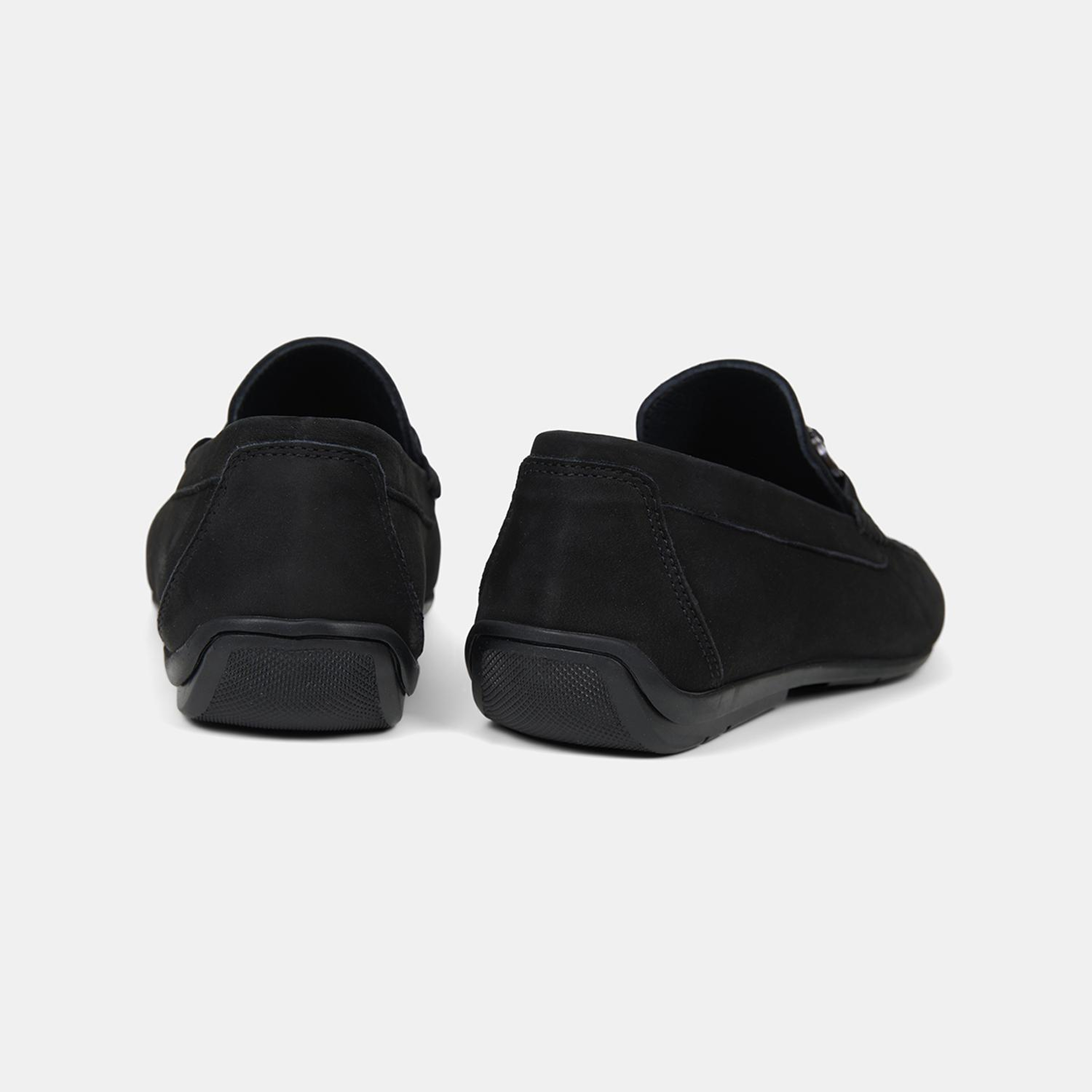 Erkek Siyah Metal Toka Detaylı Süet Loafer