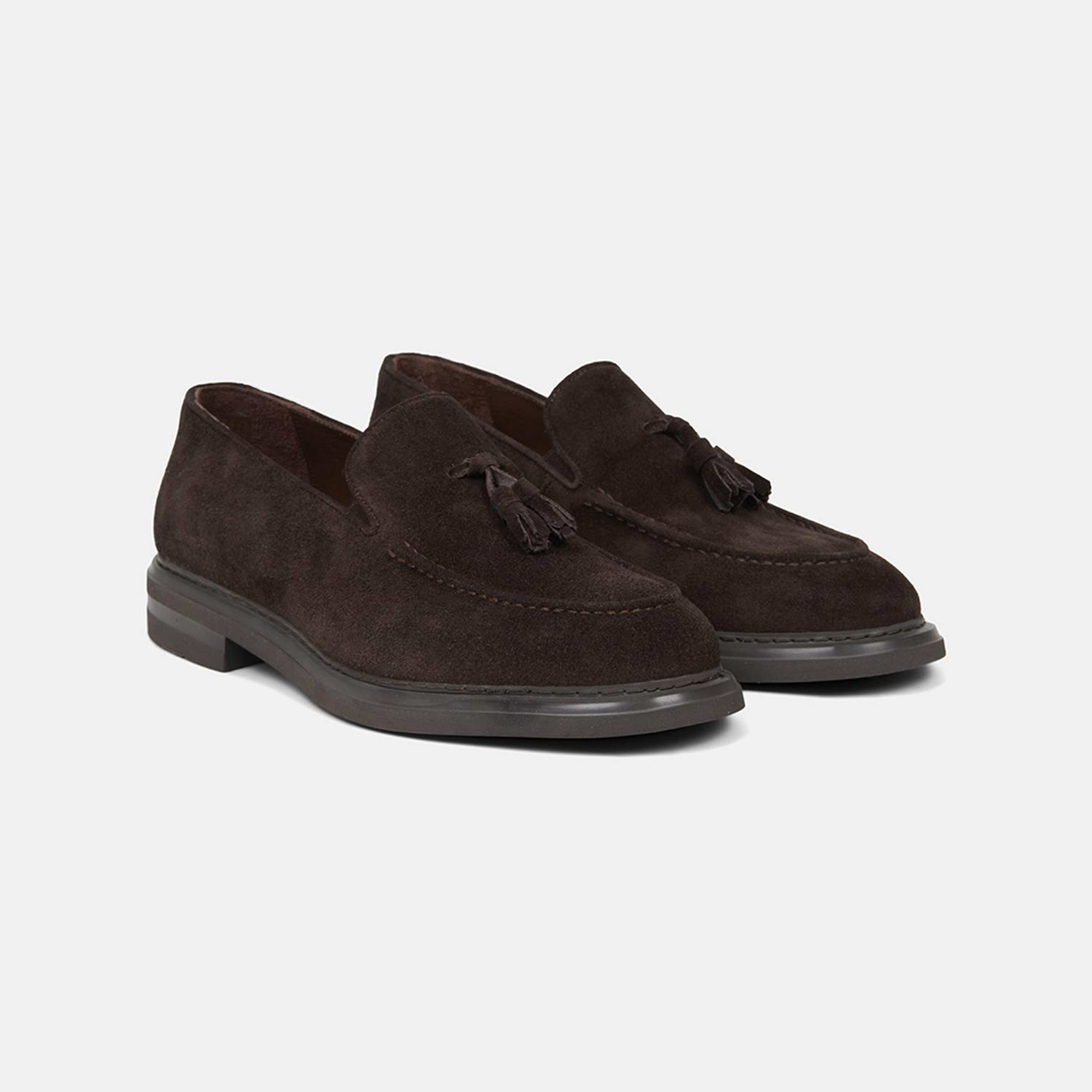 Erkek Kahve Püskül Detaylı Klasik Süet Deri Loafer