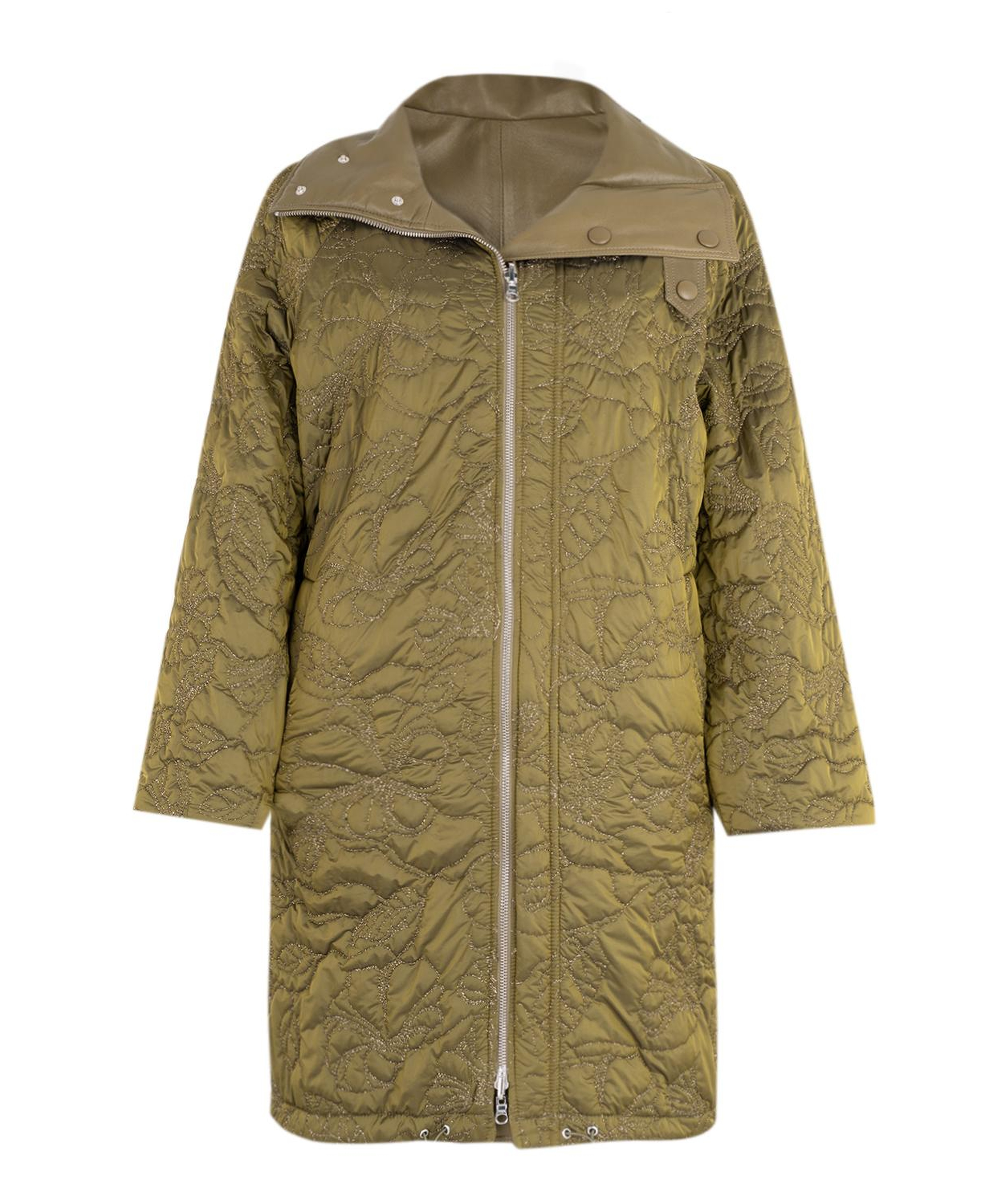 Azia Haki Kadın Çift Taraflı Deri Trençkot