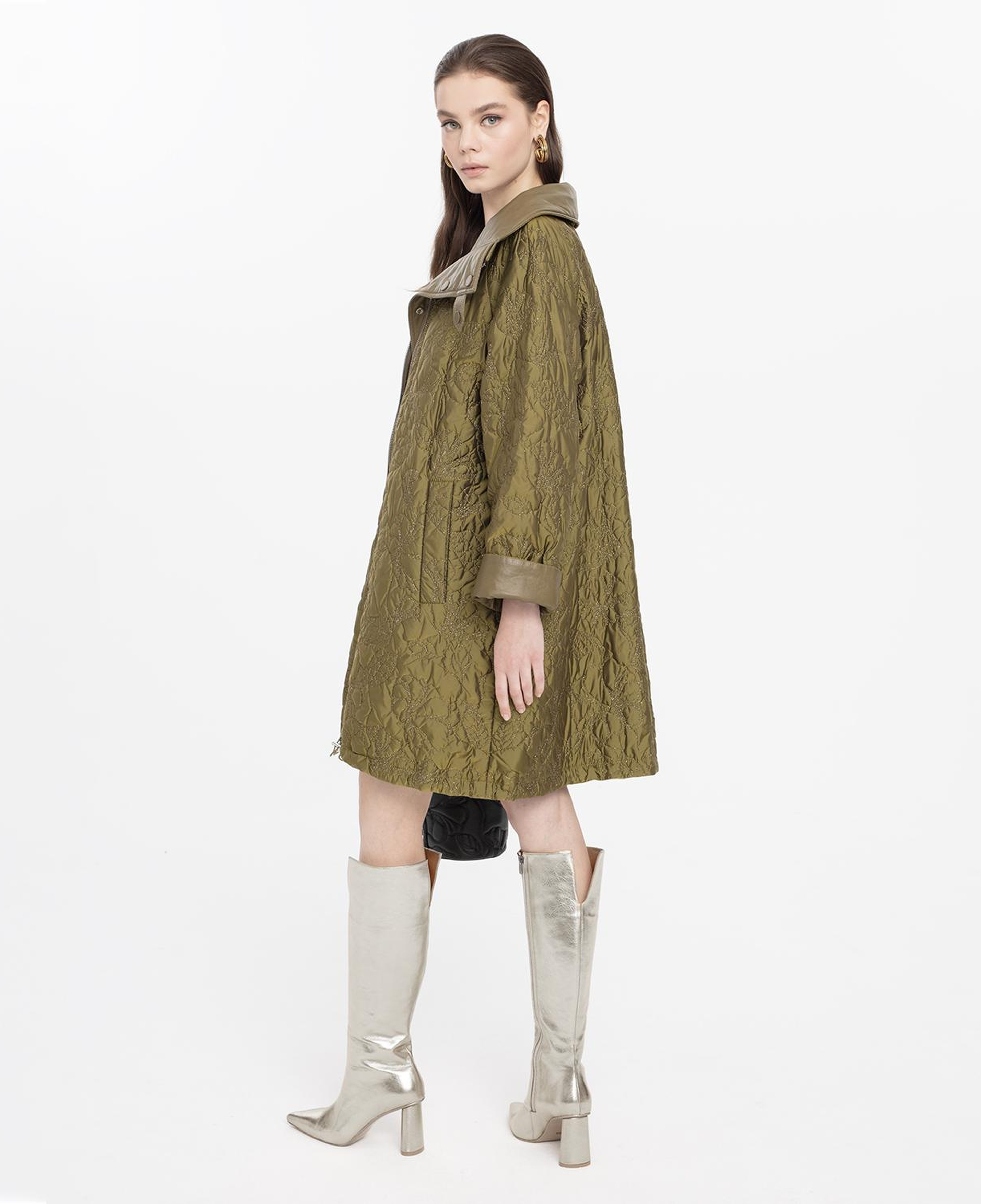 Azia Haki Kadın Çift Taraflı Deri Trençkot