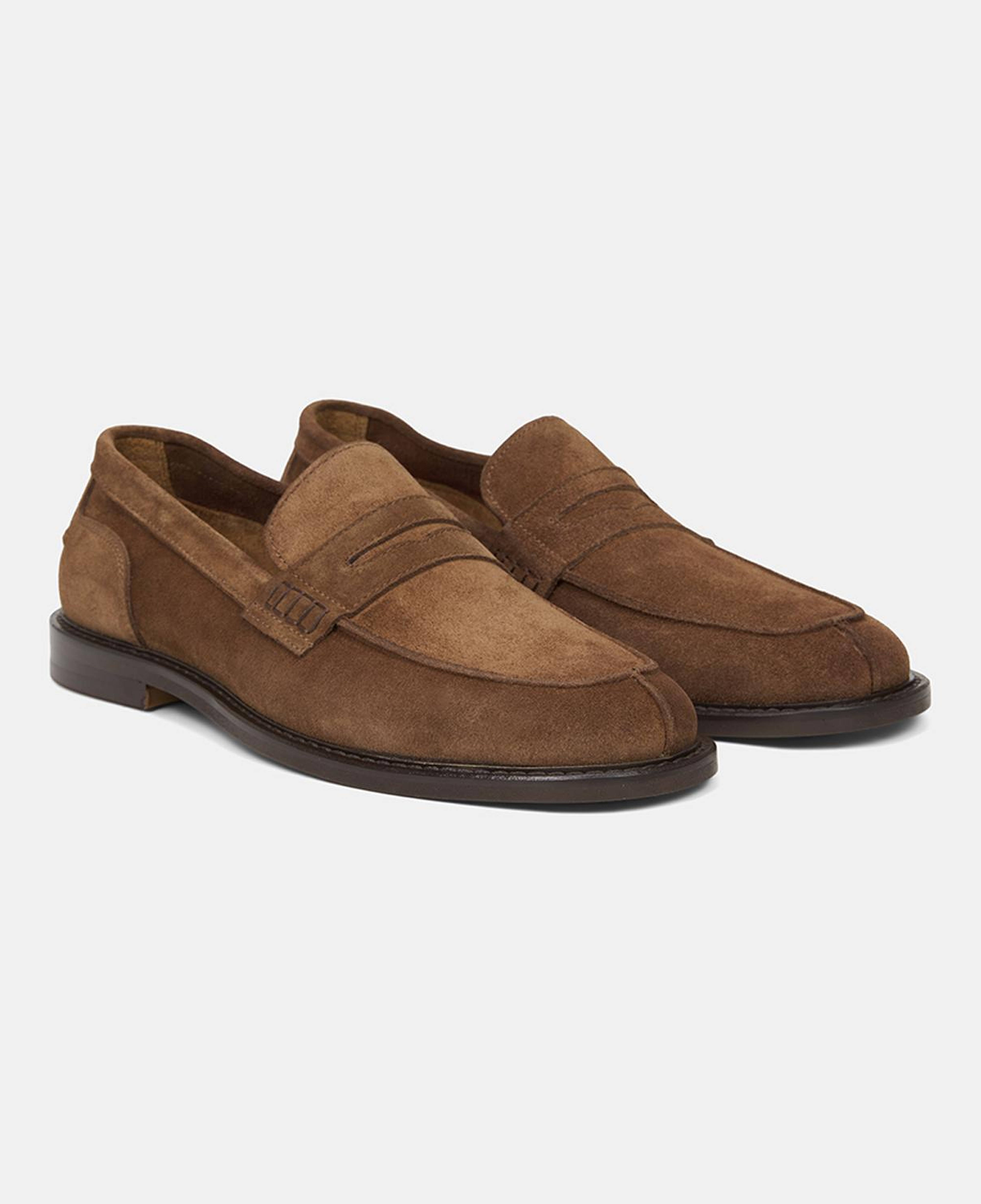 Erkek Taba Dikiş Detaylı Süet Deri Loafer