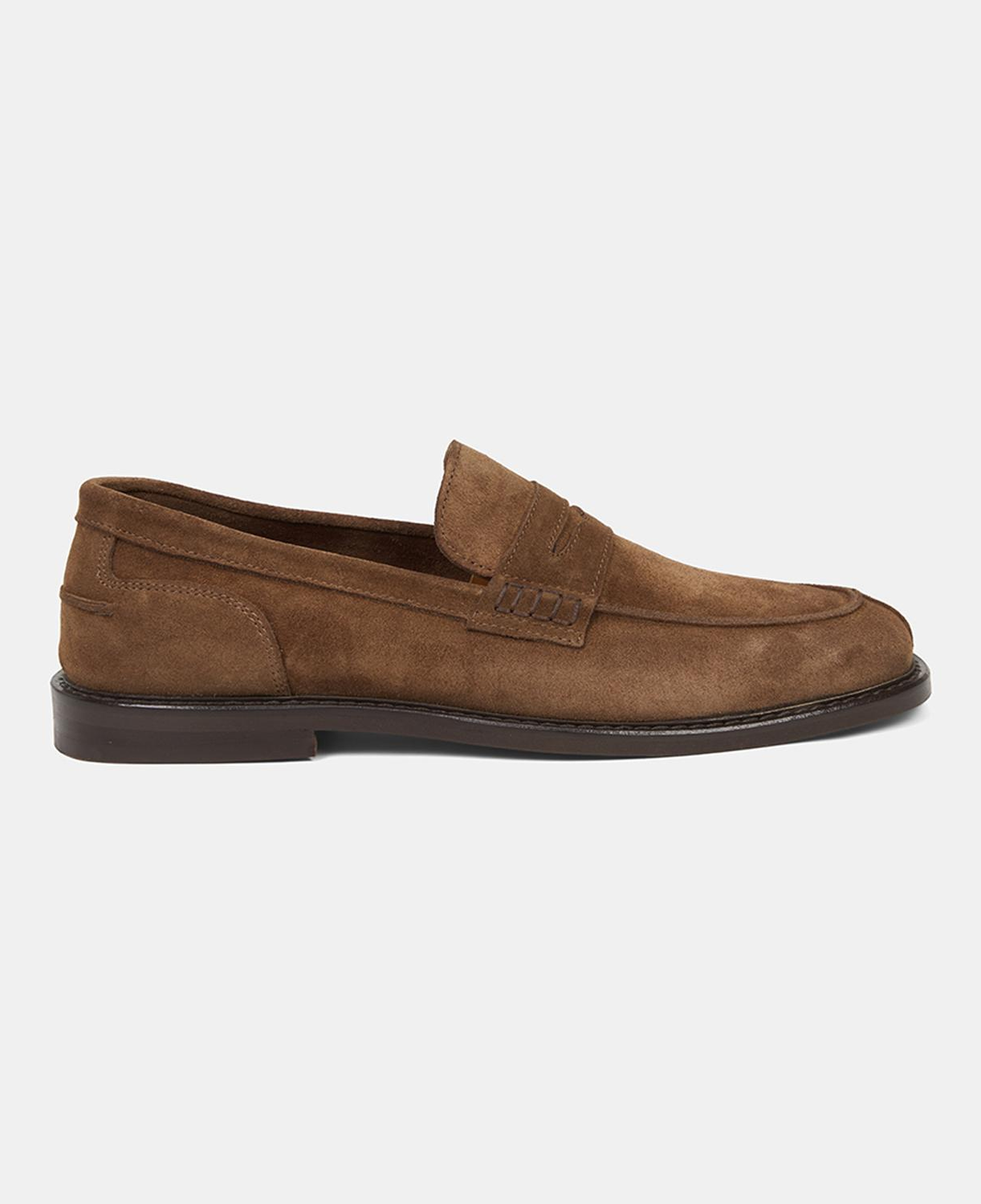 Erkek Taba Dikiş Detaylı Süet Deri Loafer