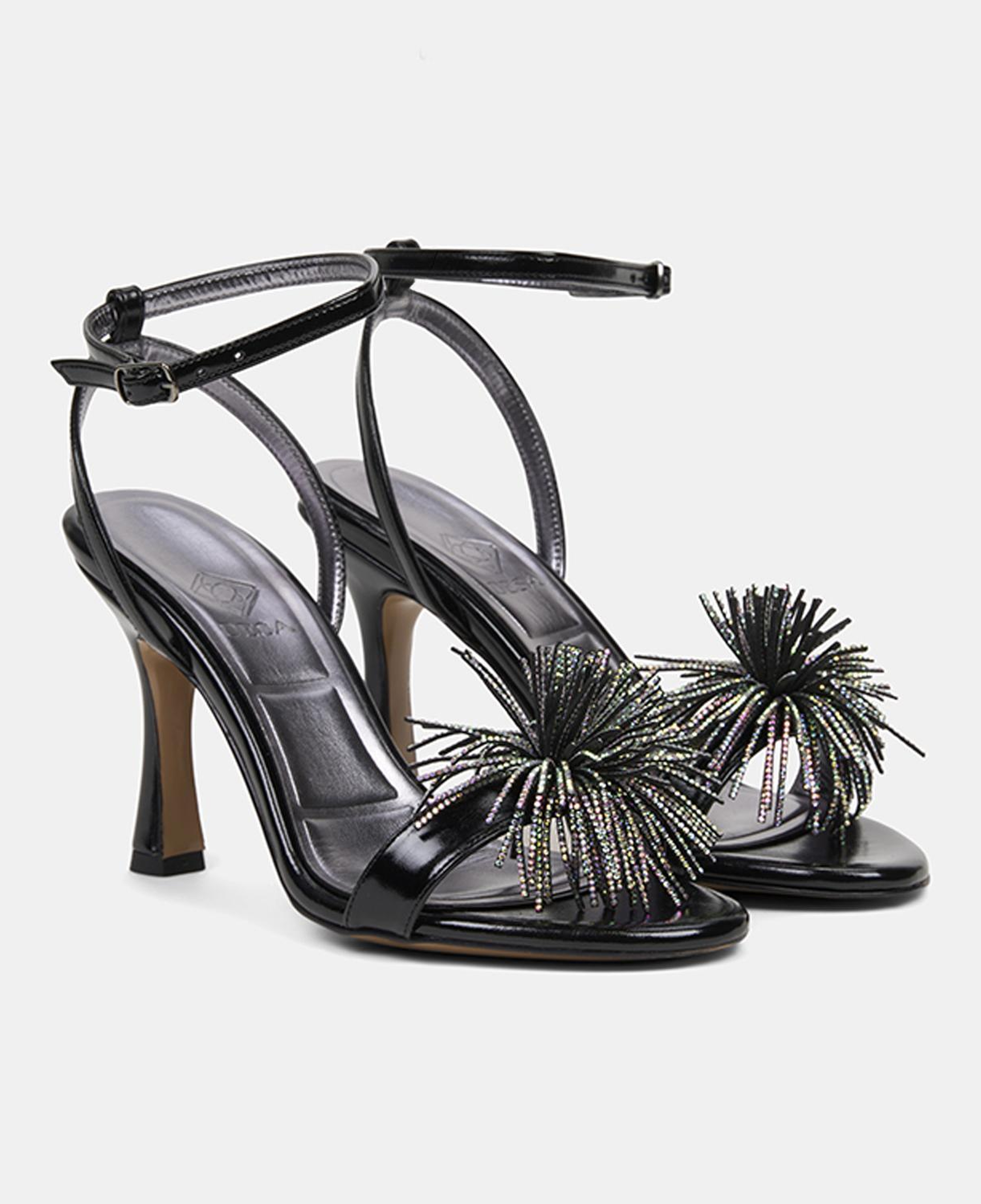 Kadın Siyah Taşlı Ayarlanabilir Tokalı İnce Topuklu Abiye Sandalet