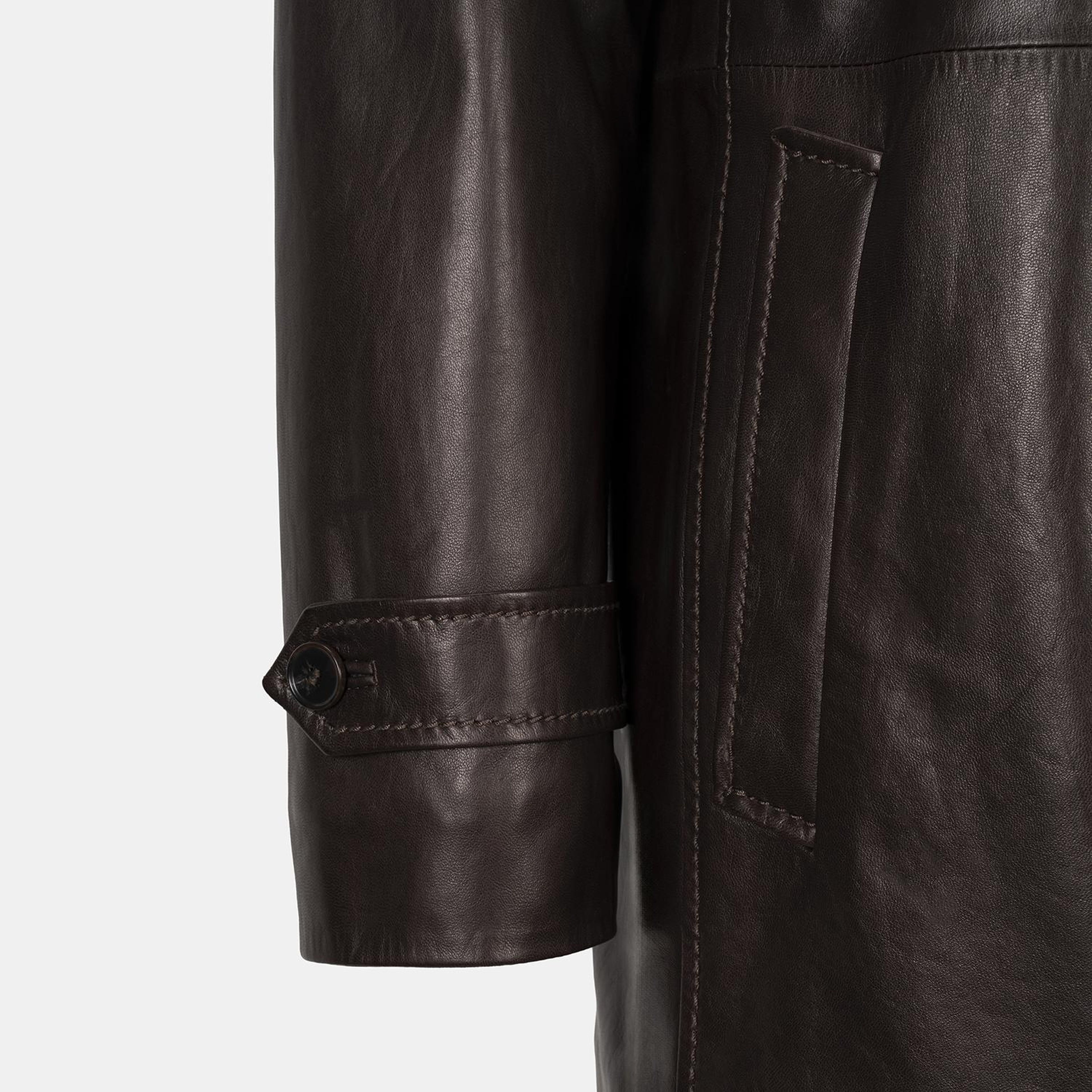 DESA Erkek Kahve Gömlek Yakalı Deri Kaban