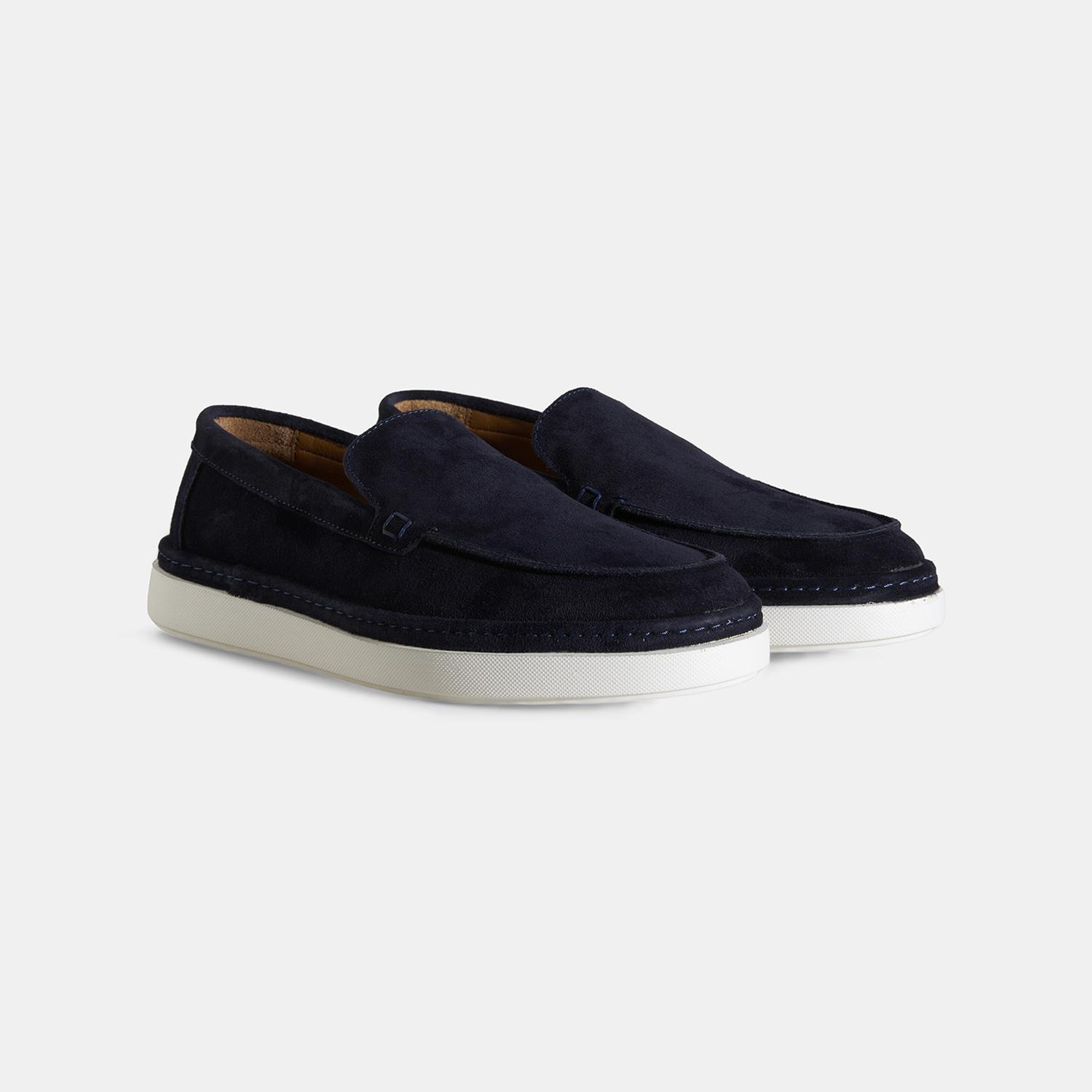 Erkek Lacivert Süet Deri Loafer