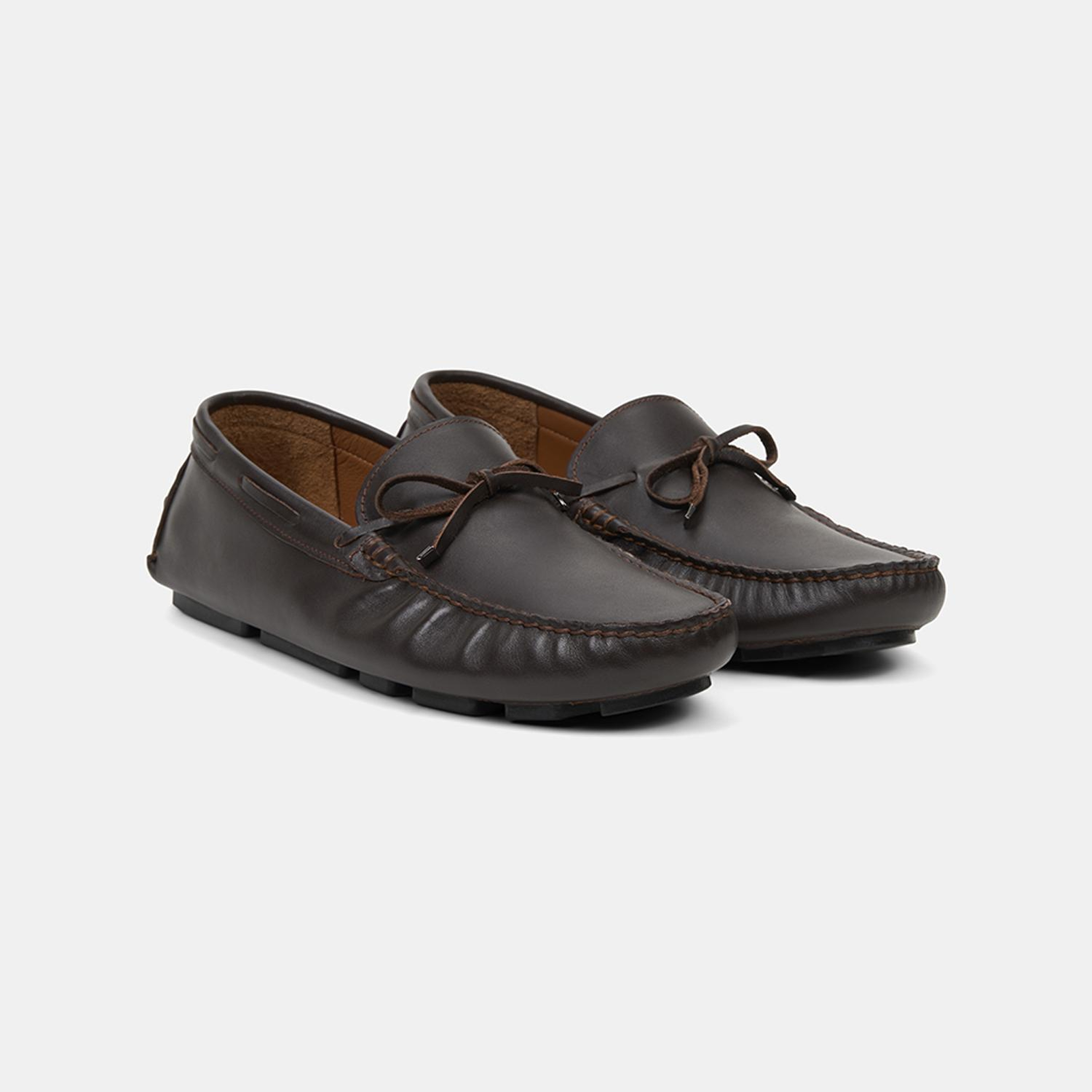 Erkek Kahve Bağcık Detaylı Deri Loafer