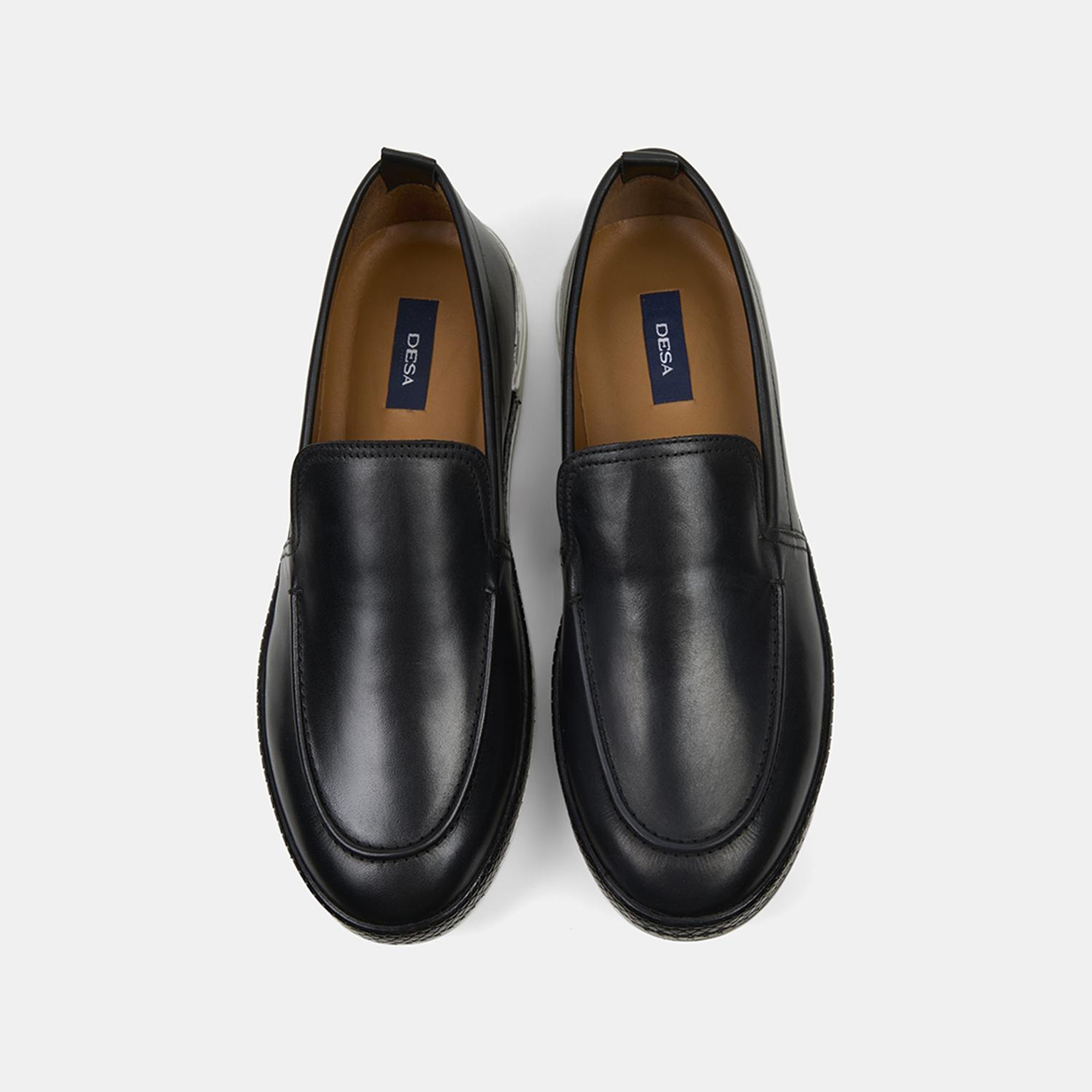 Erkek Siyah Spor Beyaz Tabanlı Deri Loafer