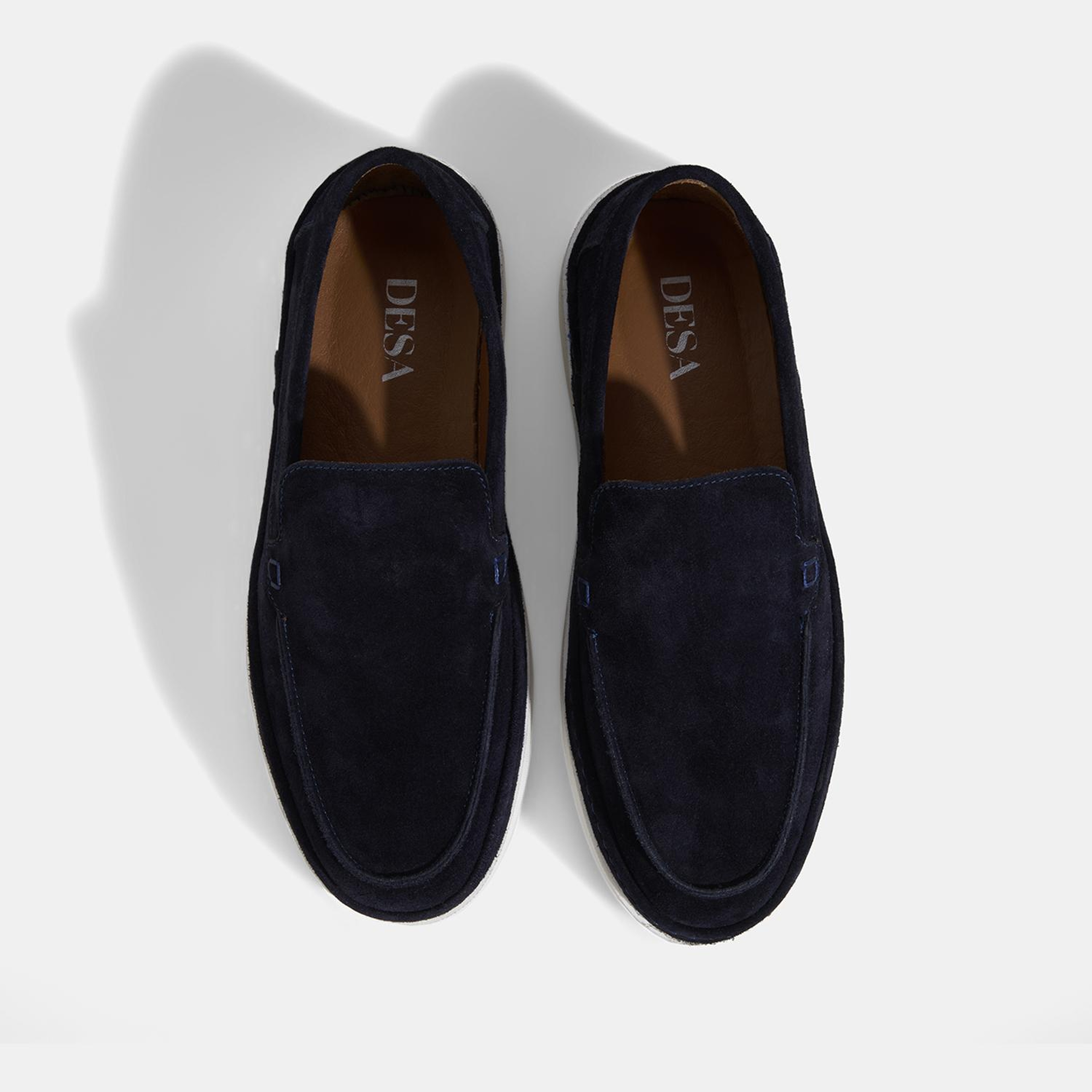 Erkek Lacivert Süet Deri Loafer