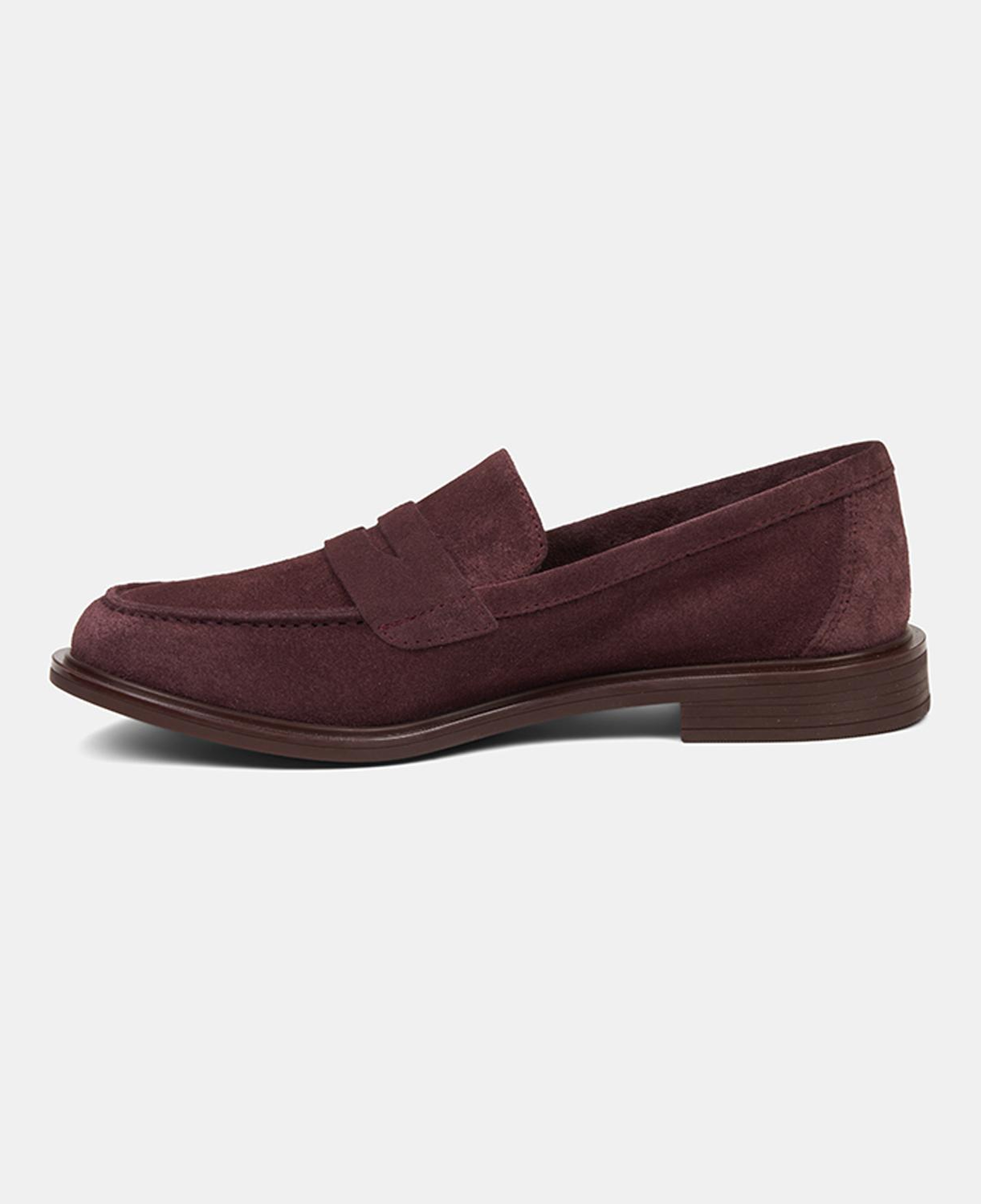 Kadın Bordo Yuvarlak Burun Süet Deri Loafer