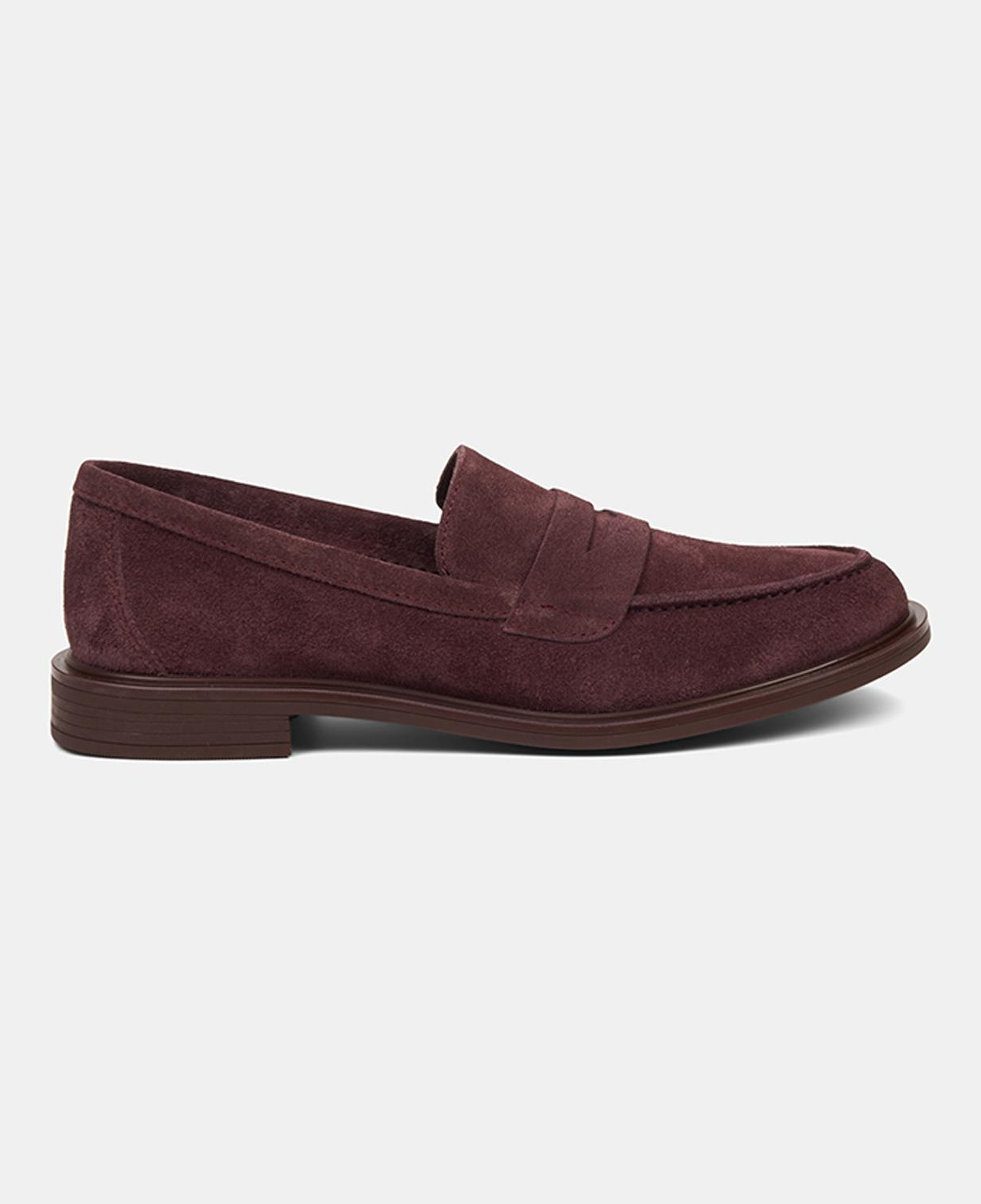 Kadın Bordo Yuvarlak Burun Süet Deri Loafer
