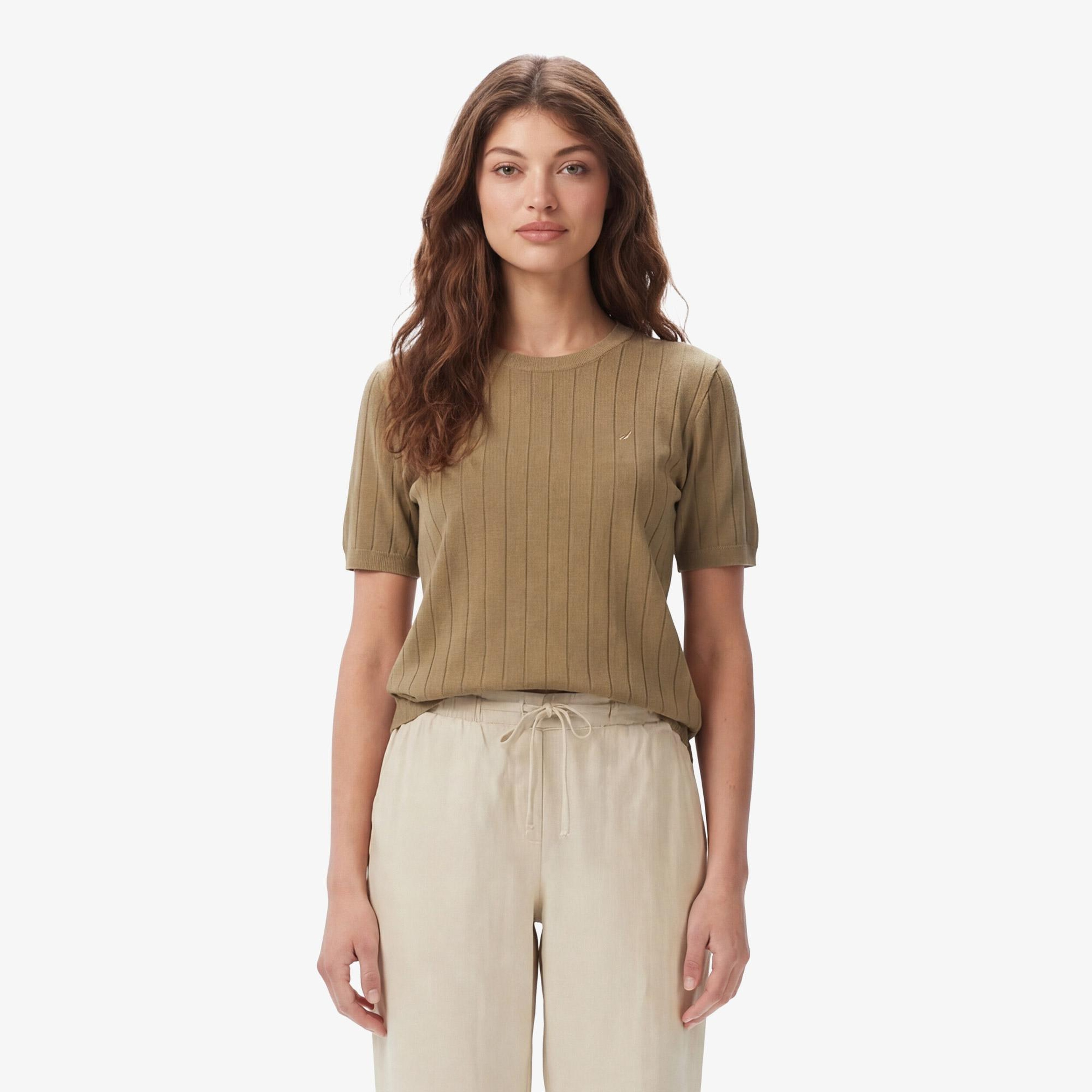 Nautica Kadın Yeşil Slim Fit Triko