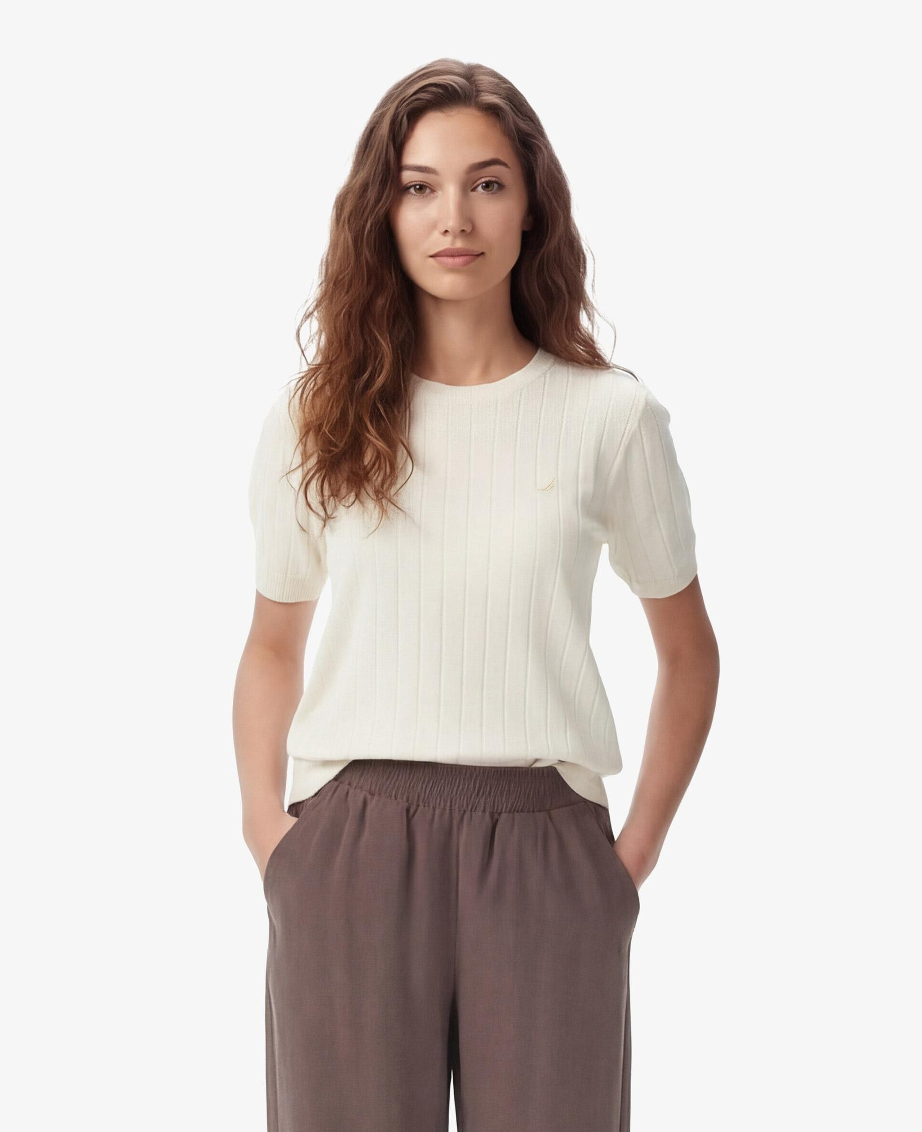 Nautica Kadın Krem Slim Fit Triko