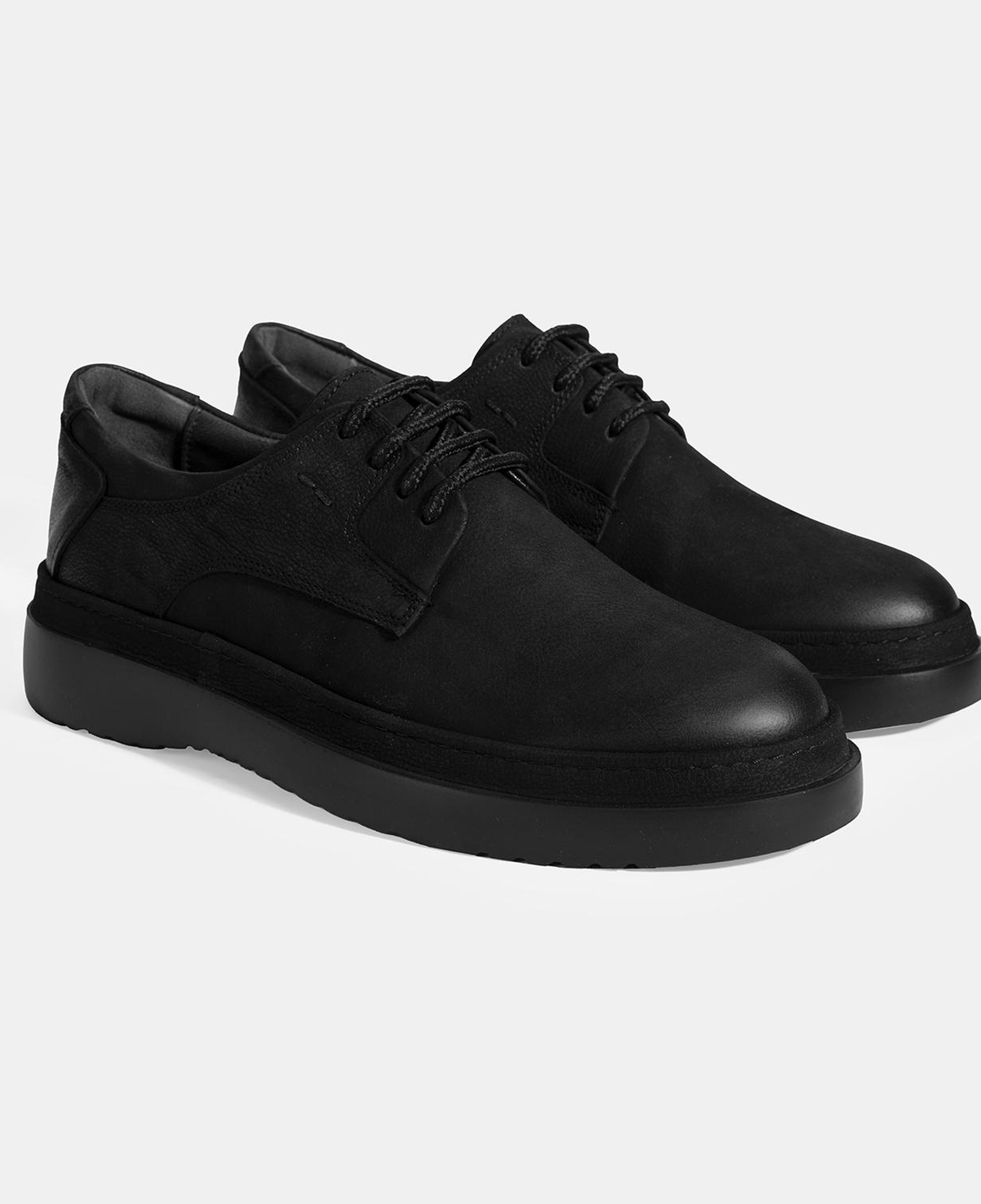 Erkek Siyah Bağcıklı Günlük Nubuk Deri Ayakkabı