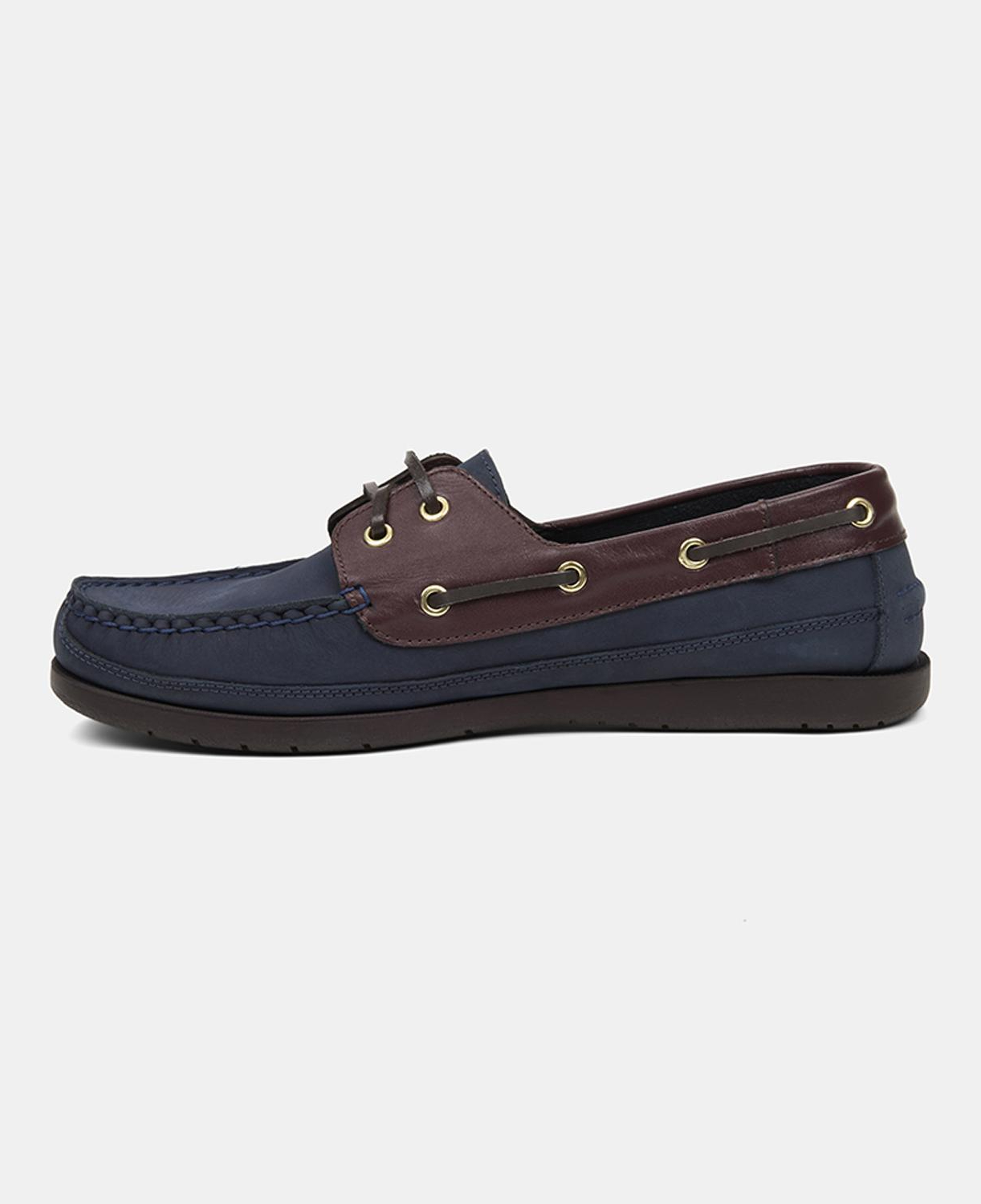 Erkek Lacivert - Bordo Detaylı Nubuk Deri Loafer