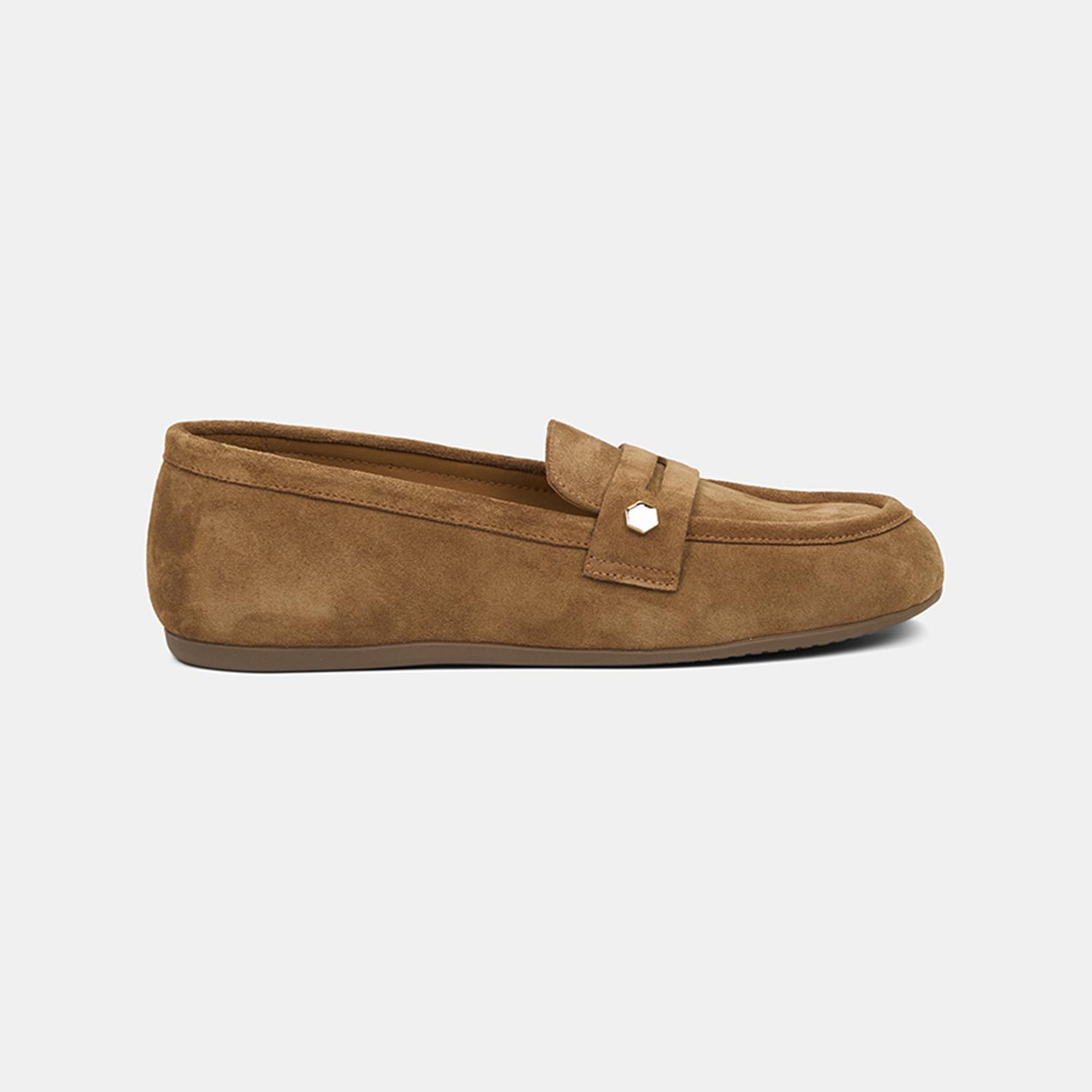 Kadın Taba Metal Detaylı Süet Loafer