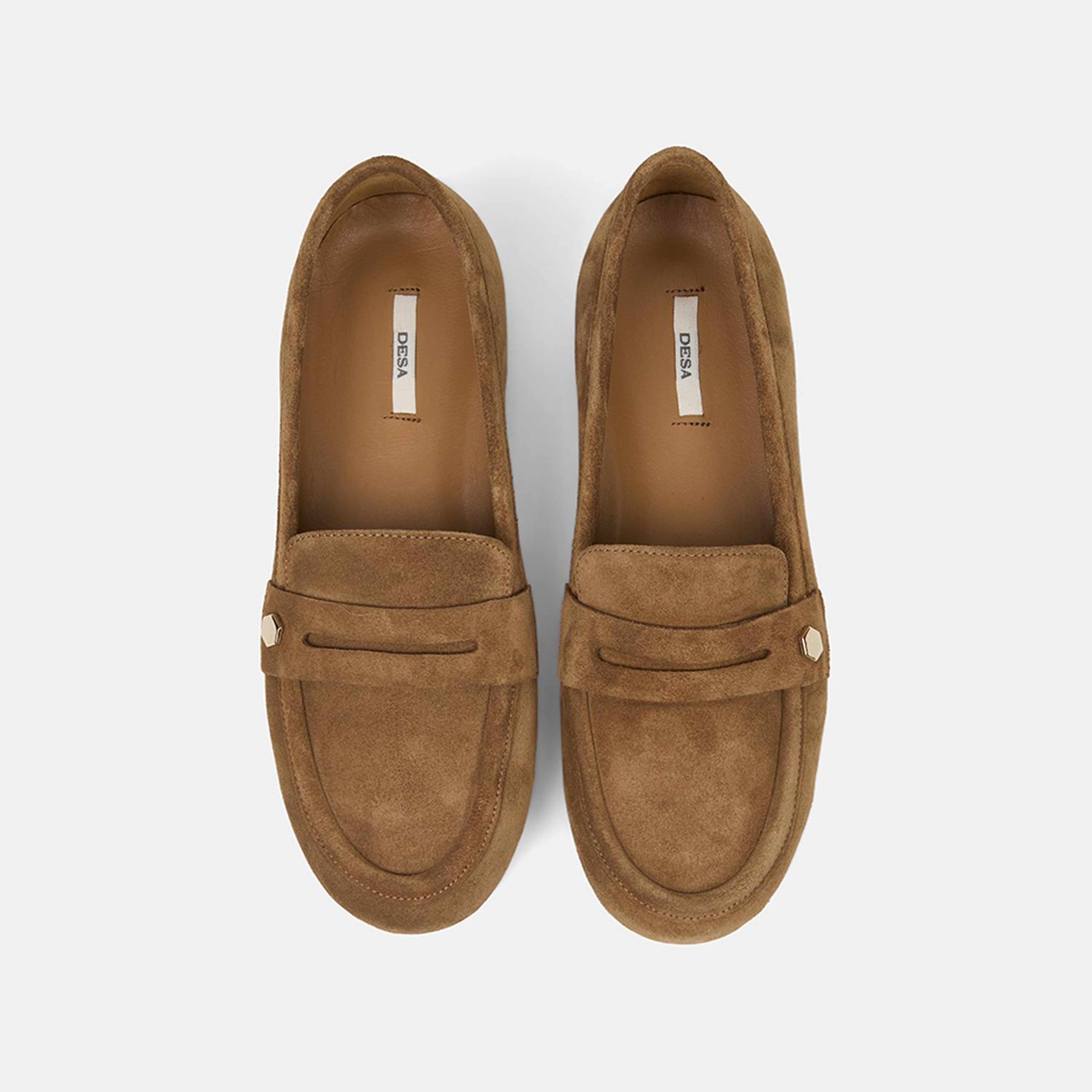 Kadın Taba Metal Detaylı Süet Loafer