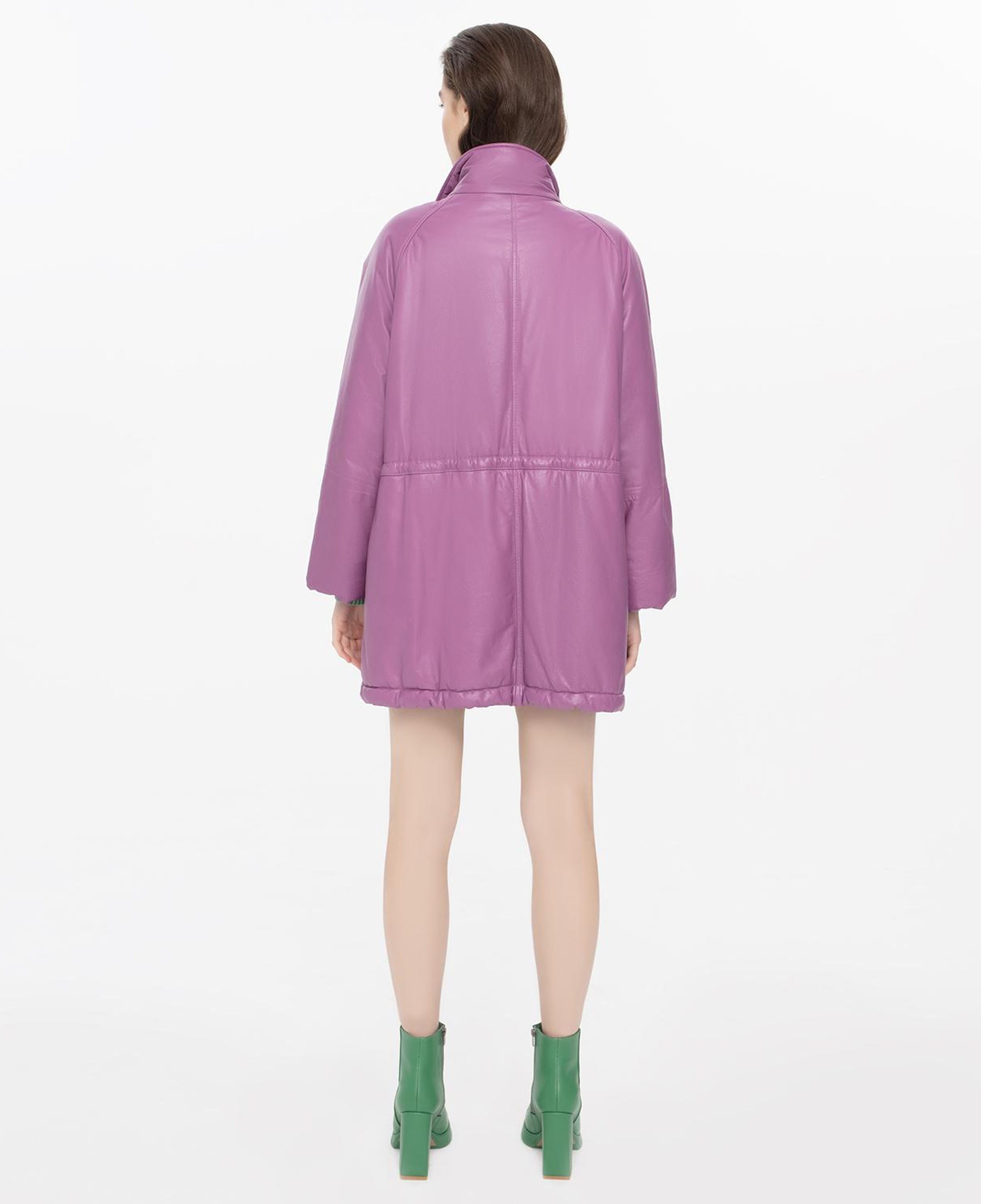 Ayiana Mor Kadın Deri Puffer Kaban