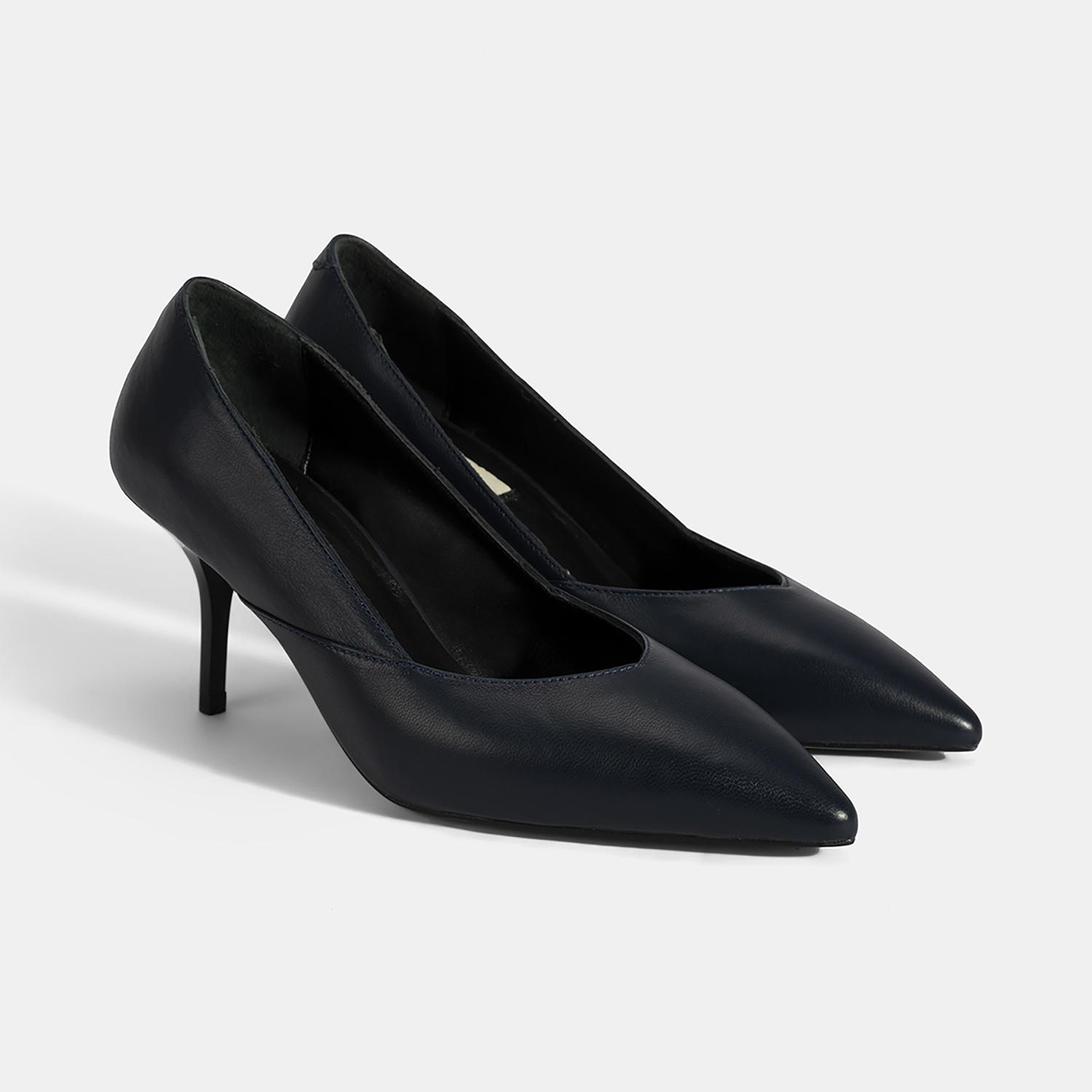 Kadın Lacivert Deri Topuklu Klasik Ayakkabı