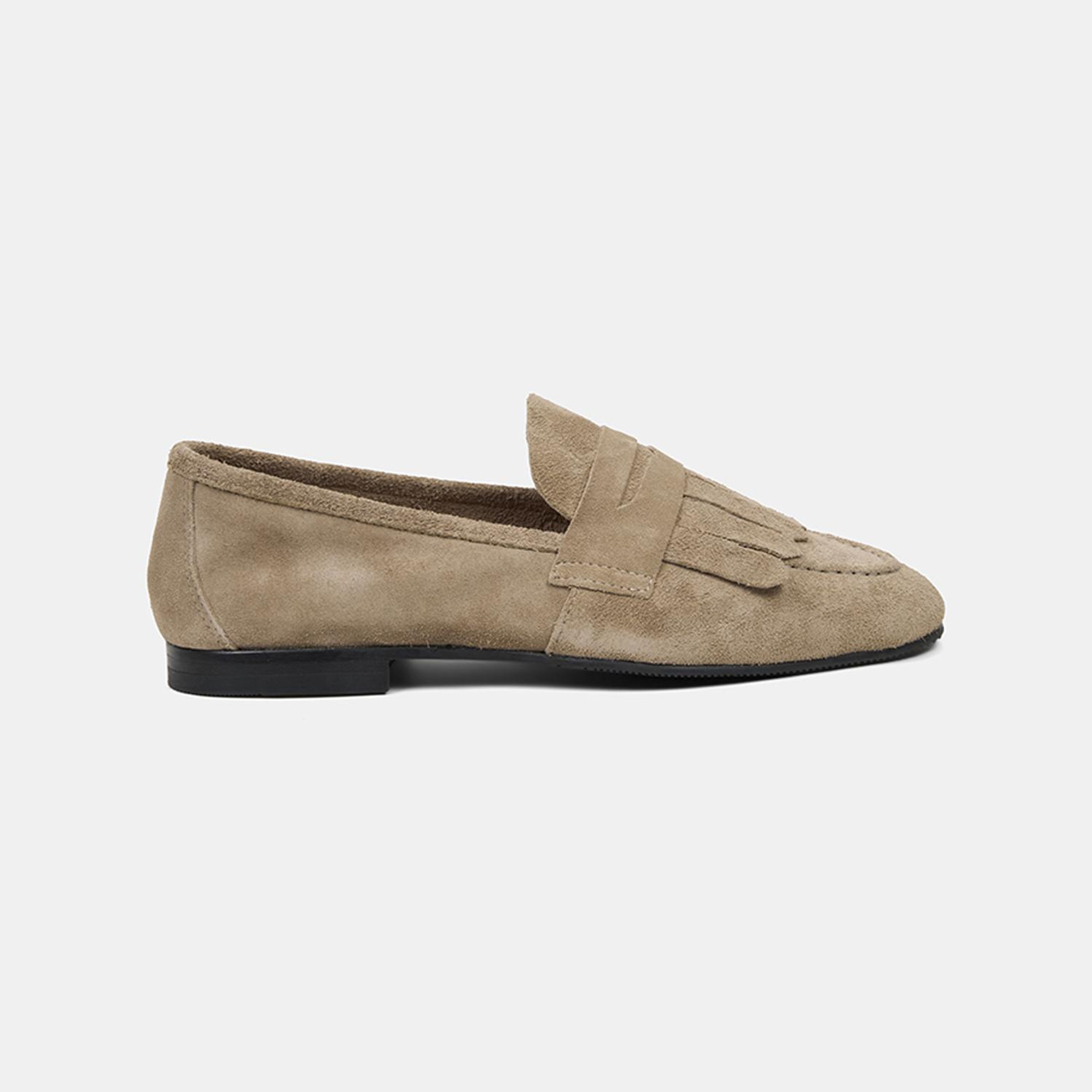 Kadın Bej Püsküllü Süet Deri Loafer