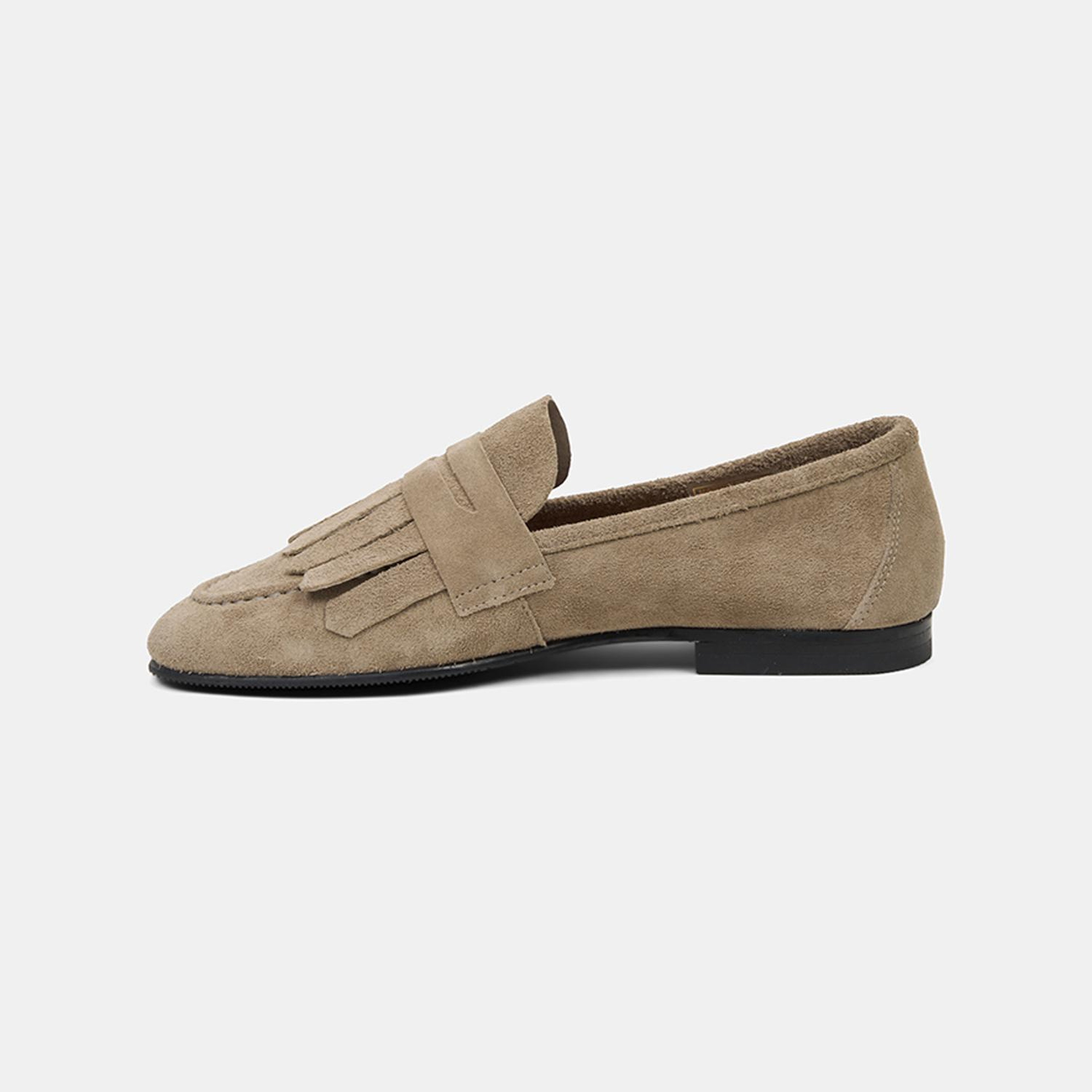Kadın Bej Püsküllü Süet Deri Loafer