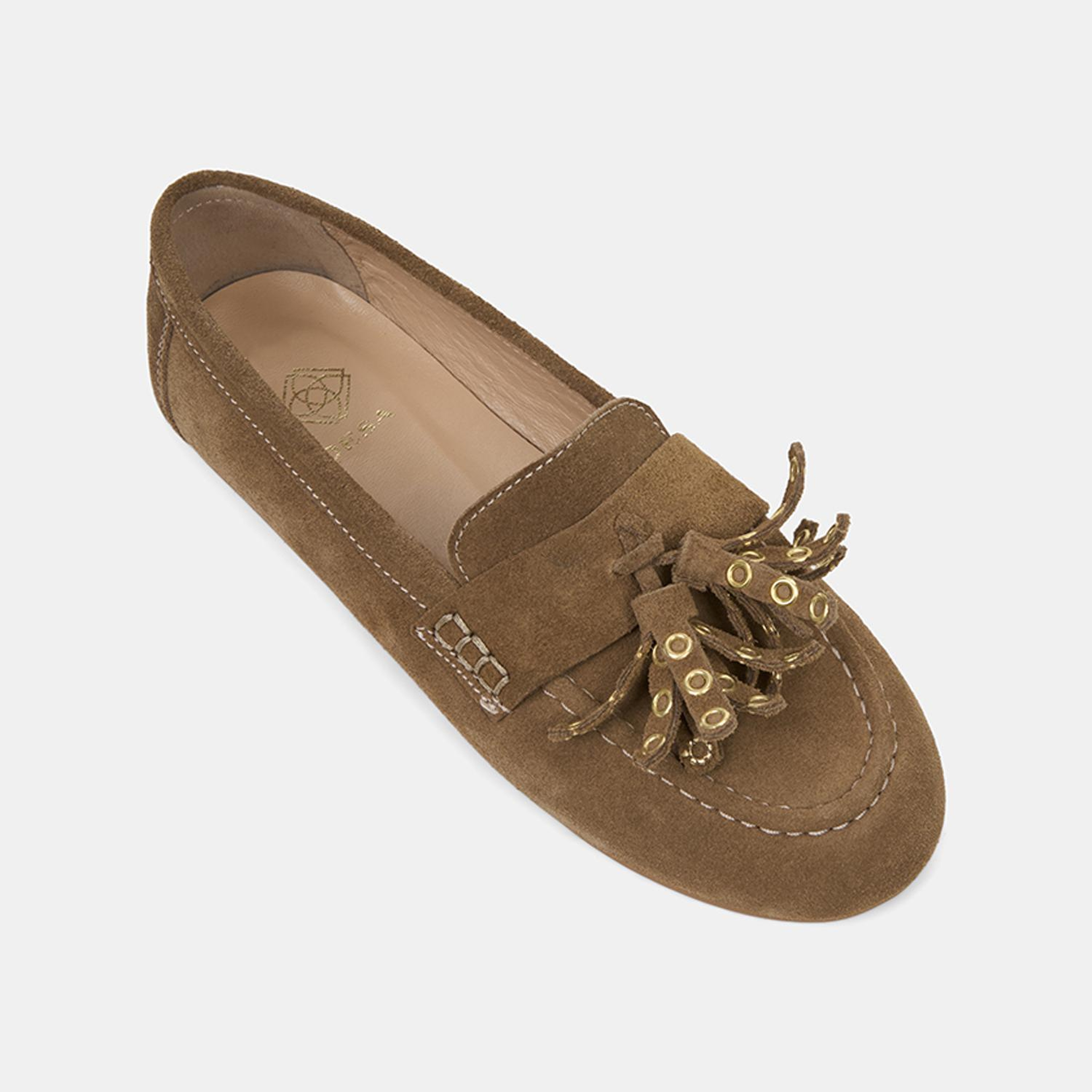 Kadın Taba Püskül Zımba Detaylı Süet Deri Loafer