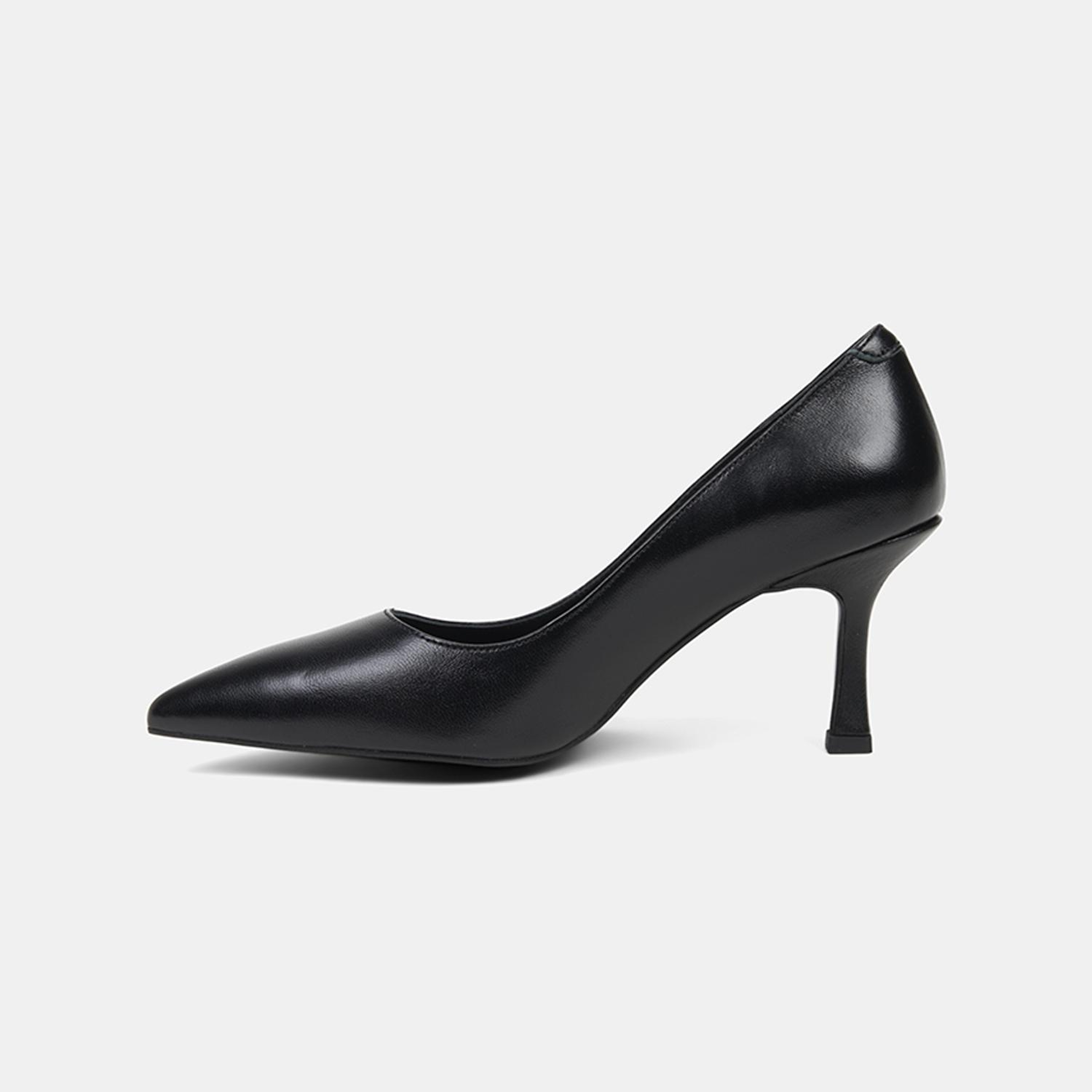 Kadın Siyah Sivri Burunlu Klasik Deri Stiletto