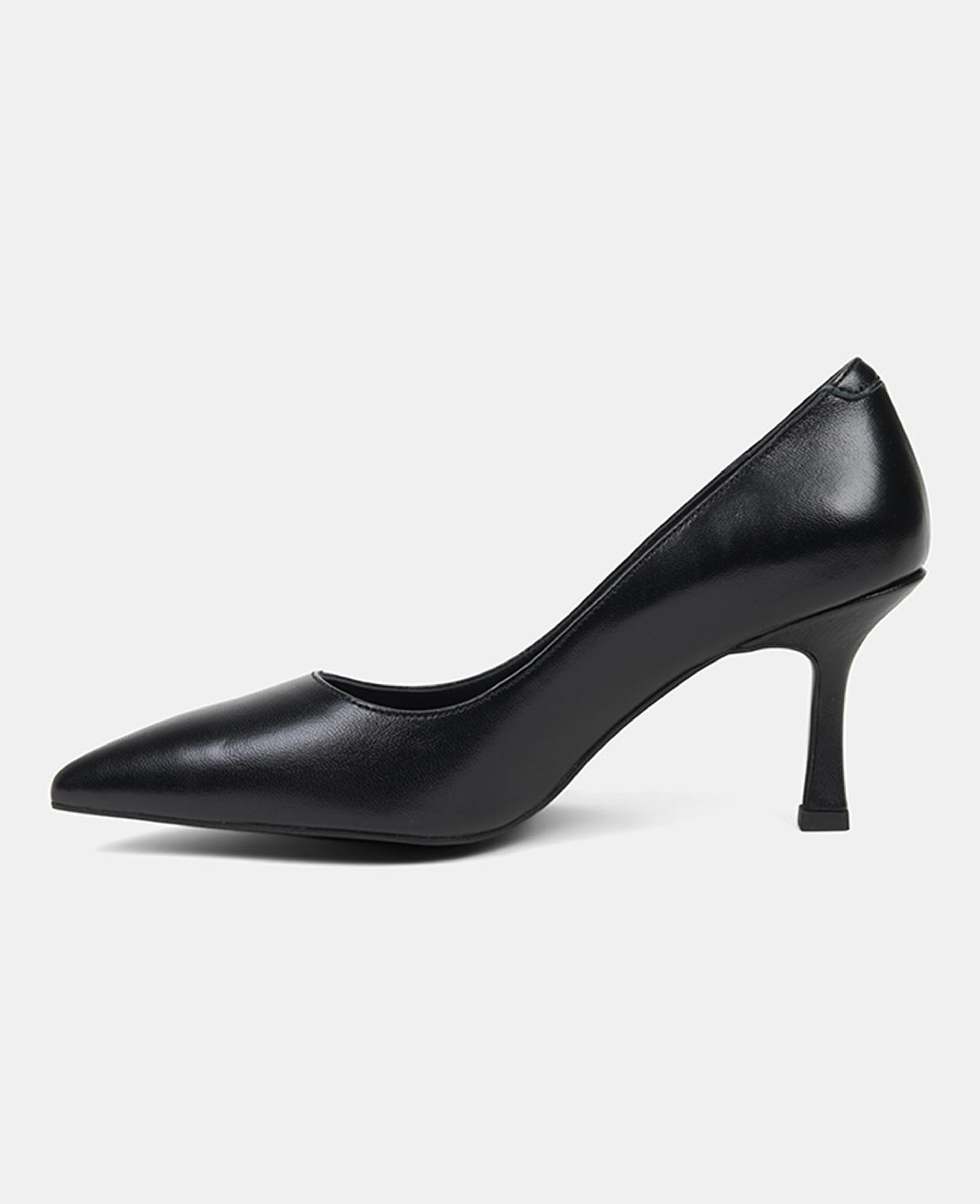 Kadın Siyah Sivri Burunlu Klasik Deri Stiletto