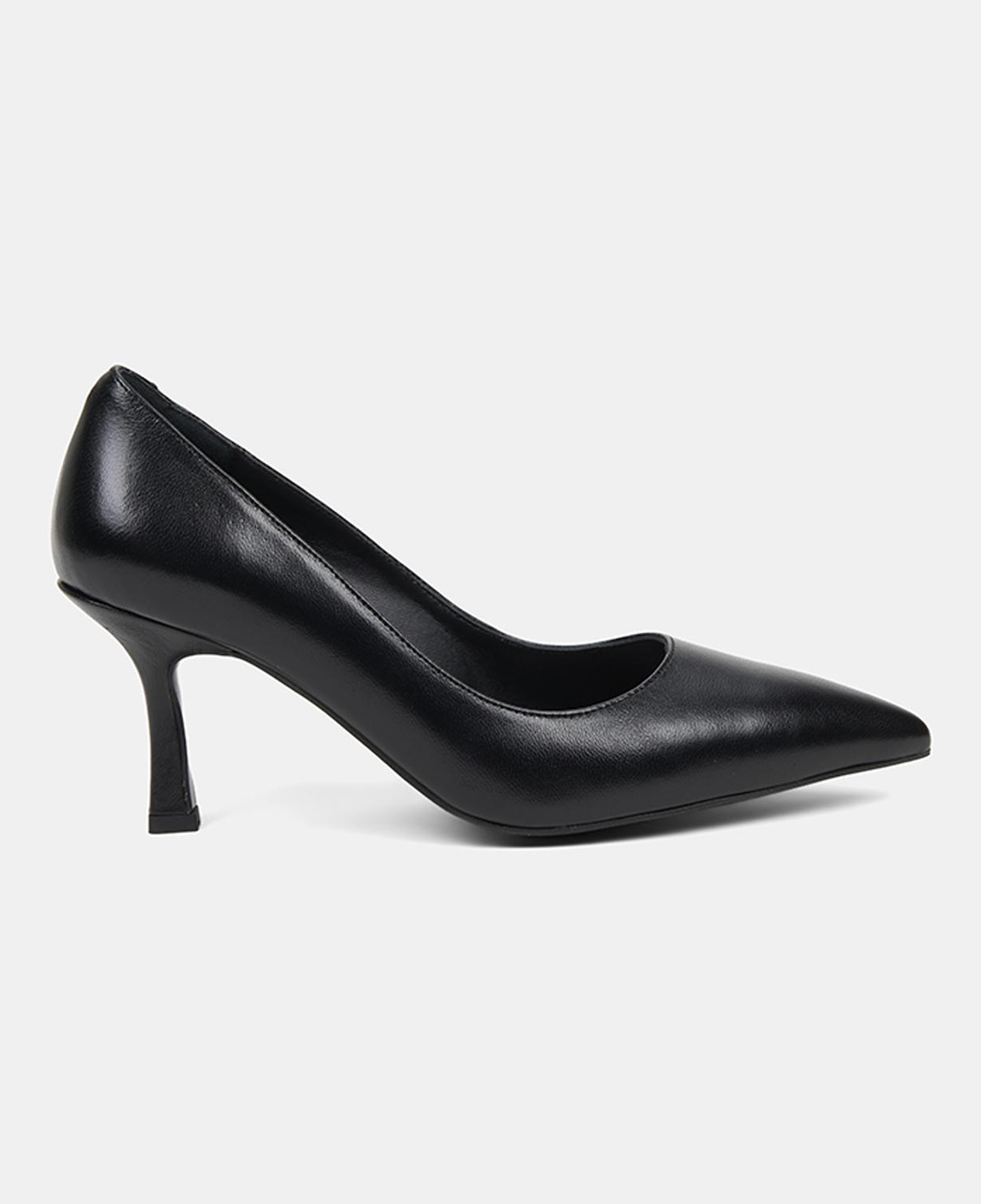 Kadın Siyah Sivri Burunlu Klasik Deri Stiletto